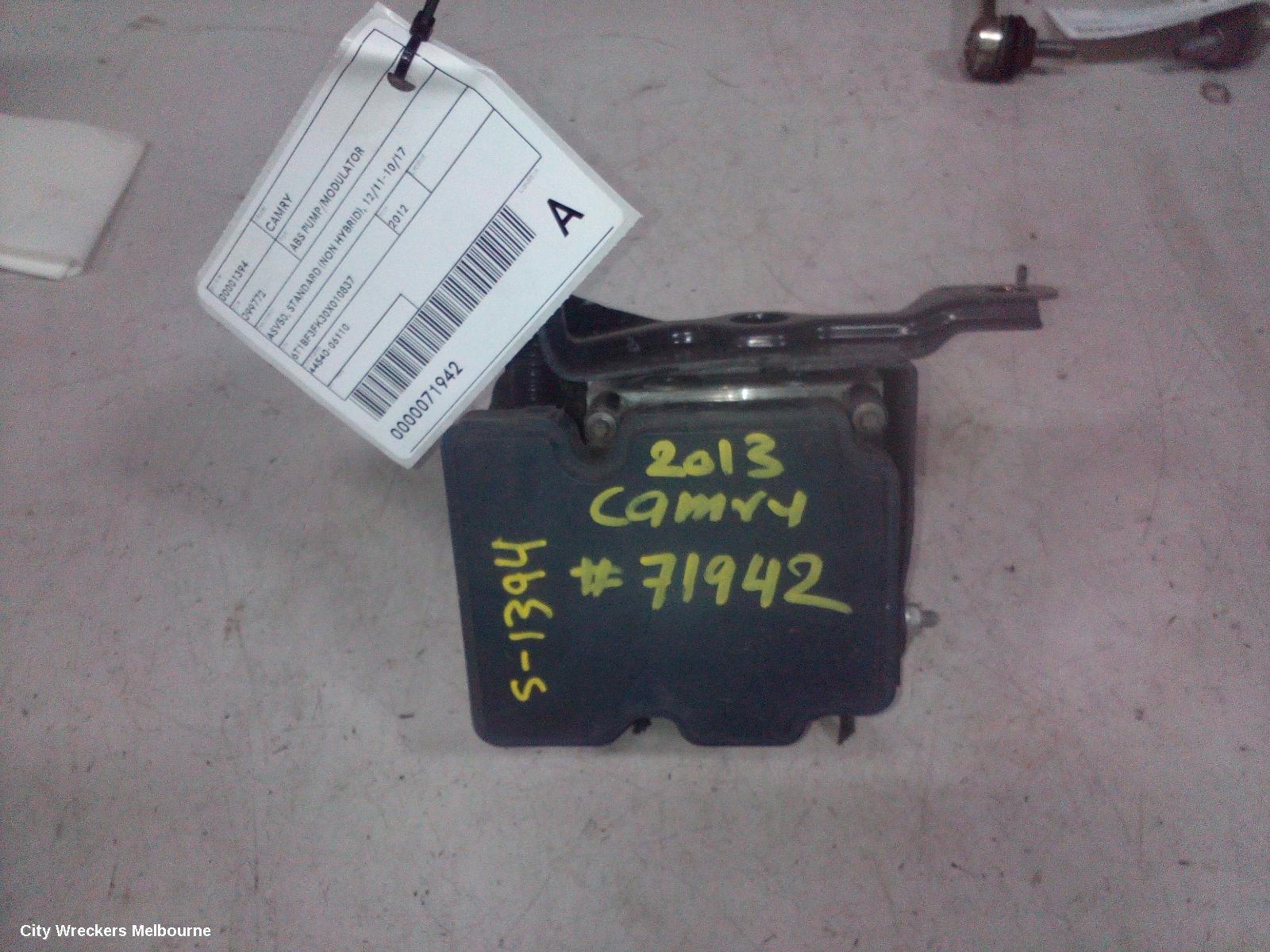 TOYOTA CAMRY ABS PUMP/MODULATOR, ASV50, STANDARD (NON HYBRID), P/N 4454006110, 12/2011 - 05/2015