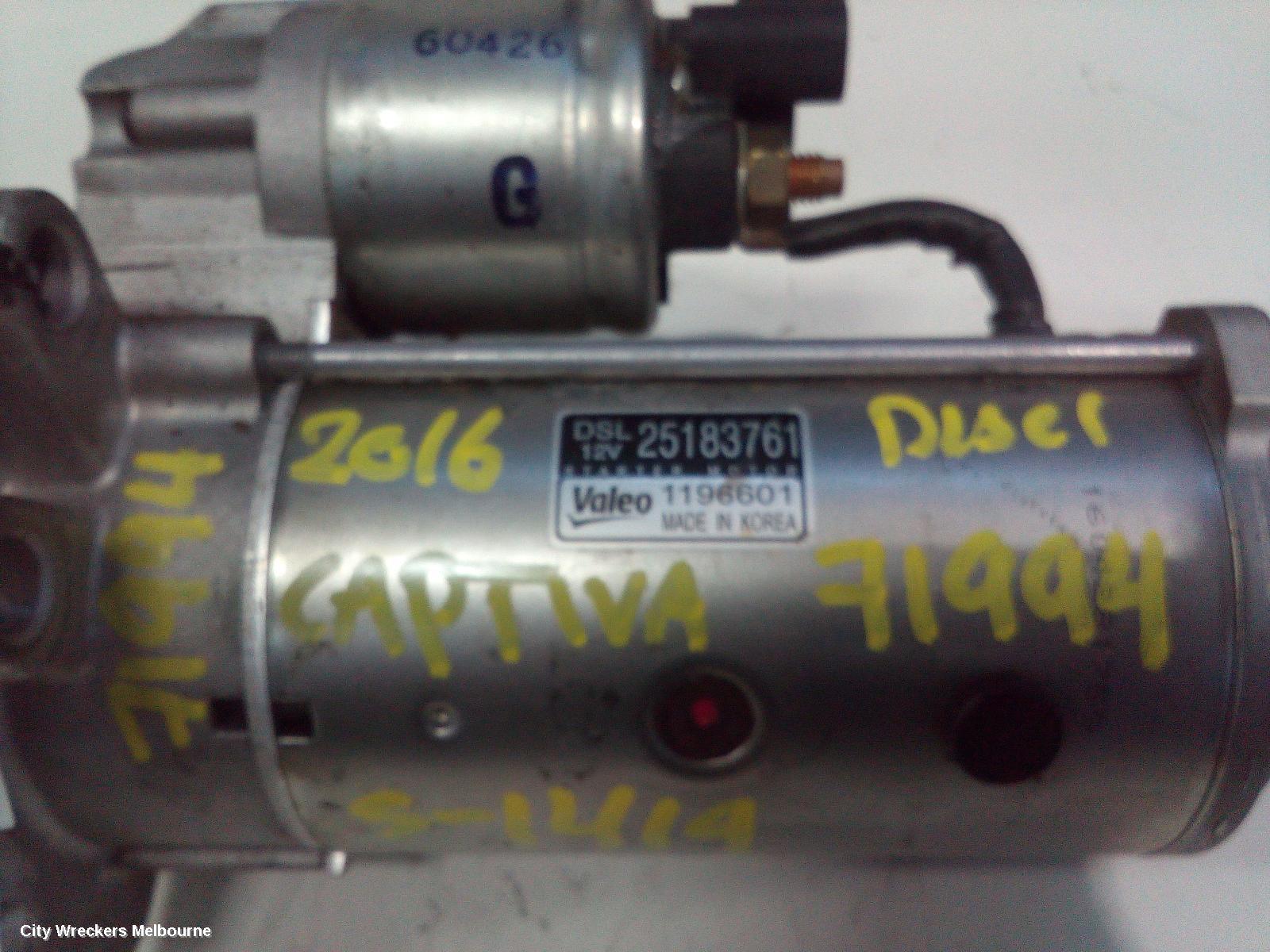 HOLDEN CAPTIVA STARTER, DIESEL, 2.2, CG, 3-BOLT TYPE, 01/2011 - 06/2018