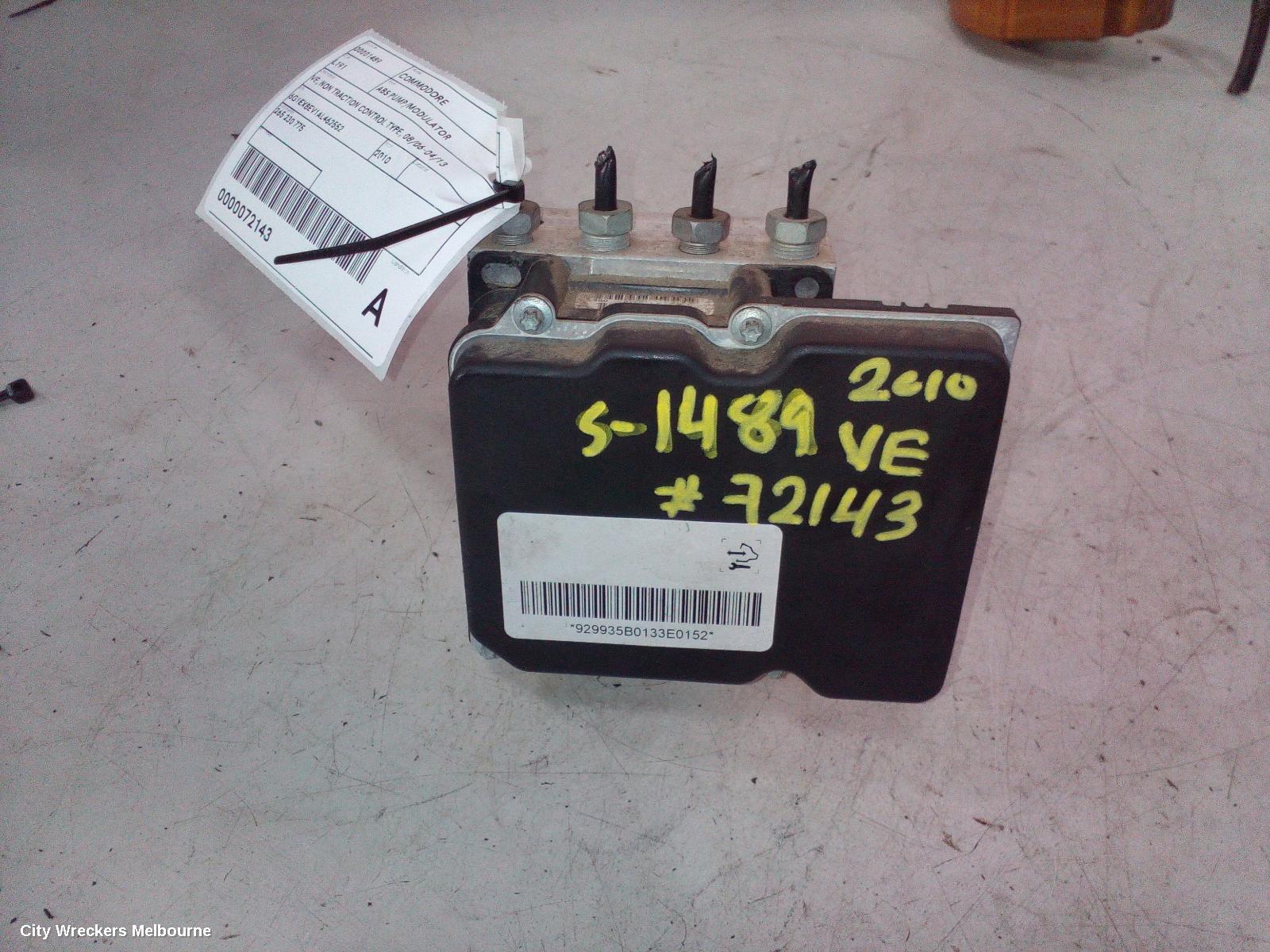 HOLDEN COMMODORE ABS PUMP/MODULATOR, VE, NON TRACTION CONTROL TYPE, 08/2006 - 04/2013
