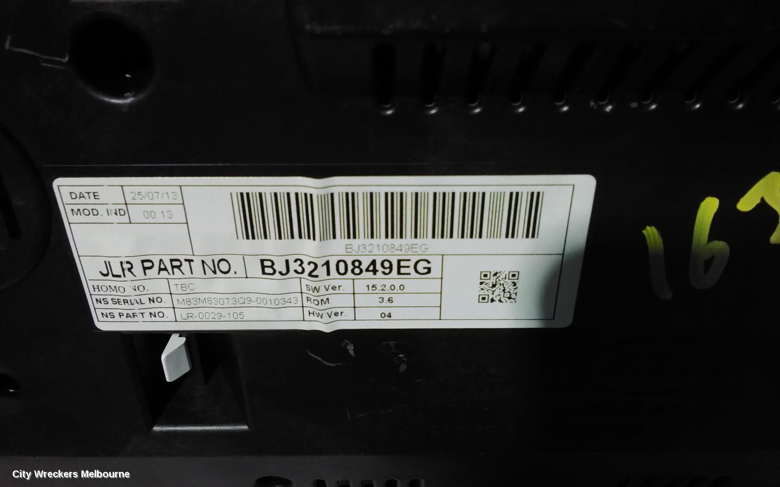 LAND ROVER RANGEROVER EVOQUE INSTRUMENT CLUSTER, DIESEL, 2.2, AUTO T/M, L538, 11/2011 - 08/2015
