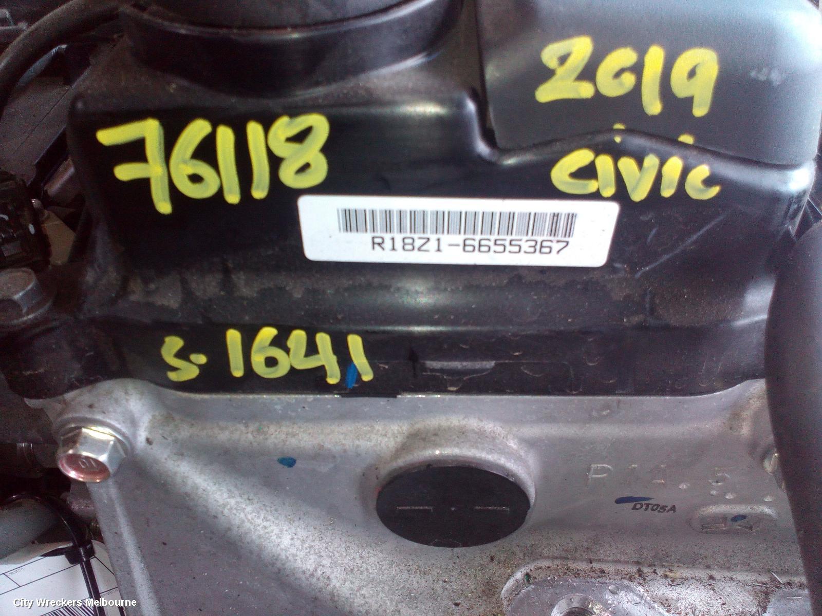 HONDA CIVIC ENGINE, PETROL, 1.8, 10TH GEN, 05/2016 ONWARDS