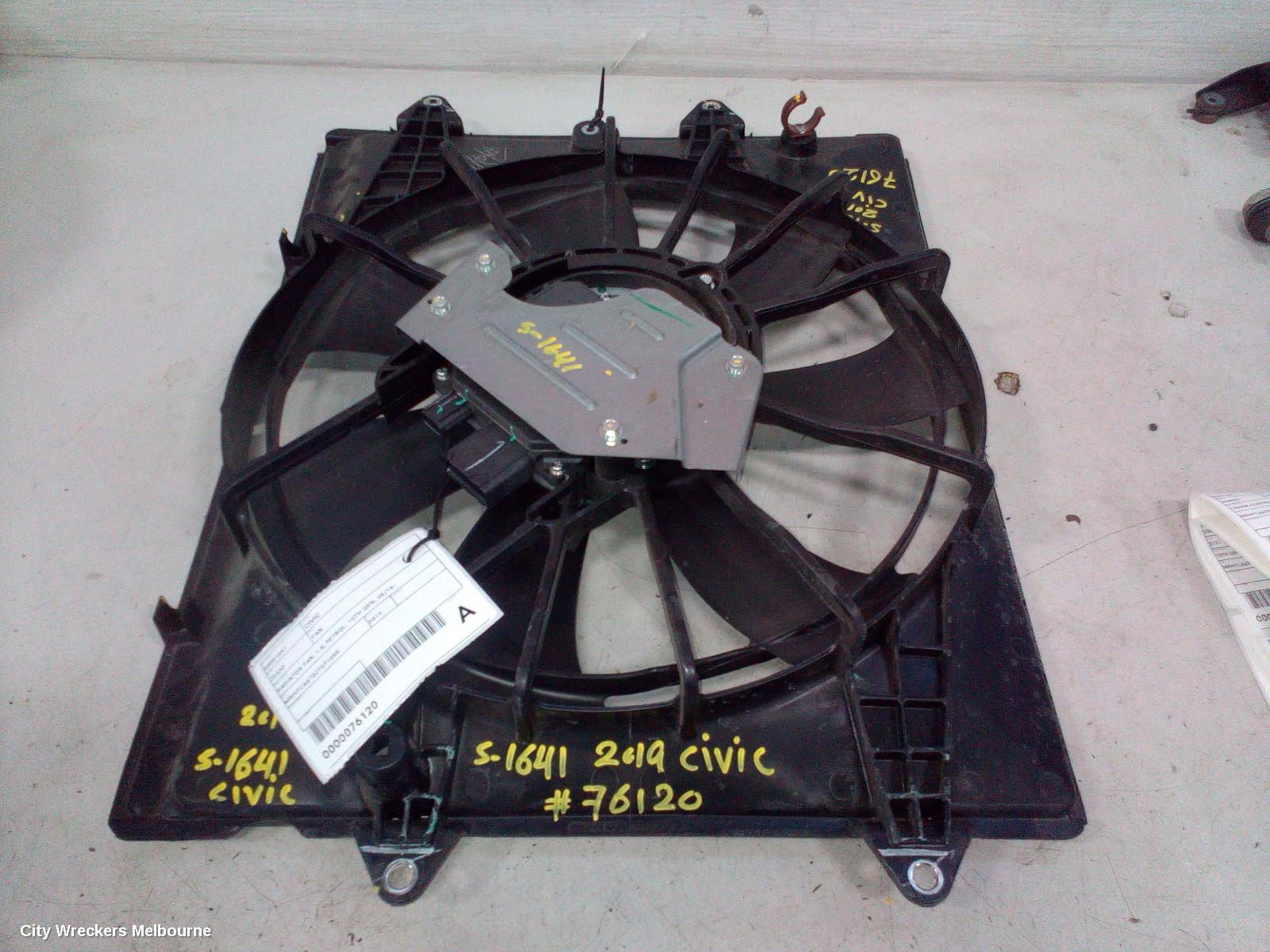 HONDA CIVIC FAN, RADIATOR FAN, 1.8, PETROL, 10TH GEN, 05/2016 ONWARDS
