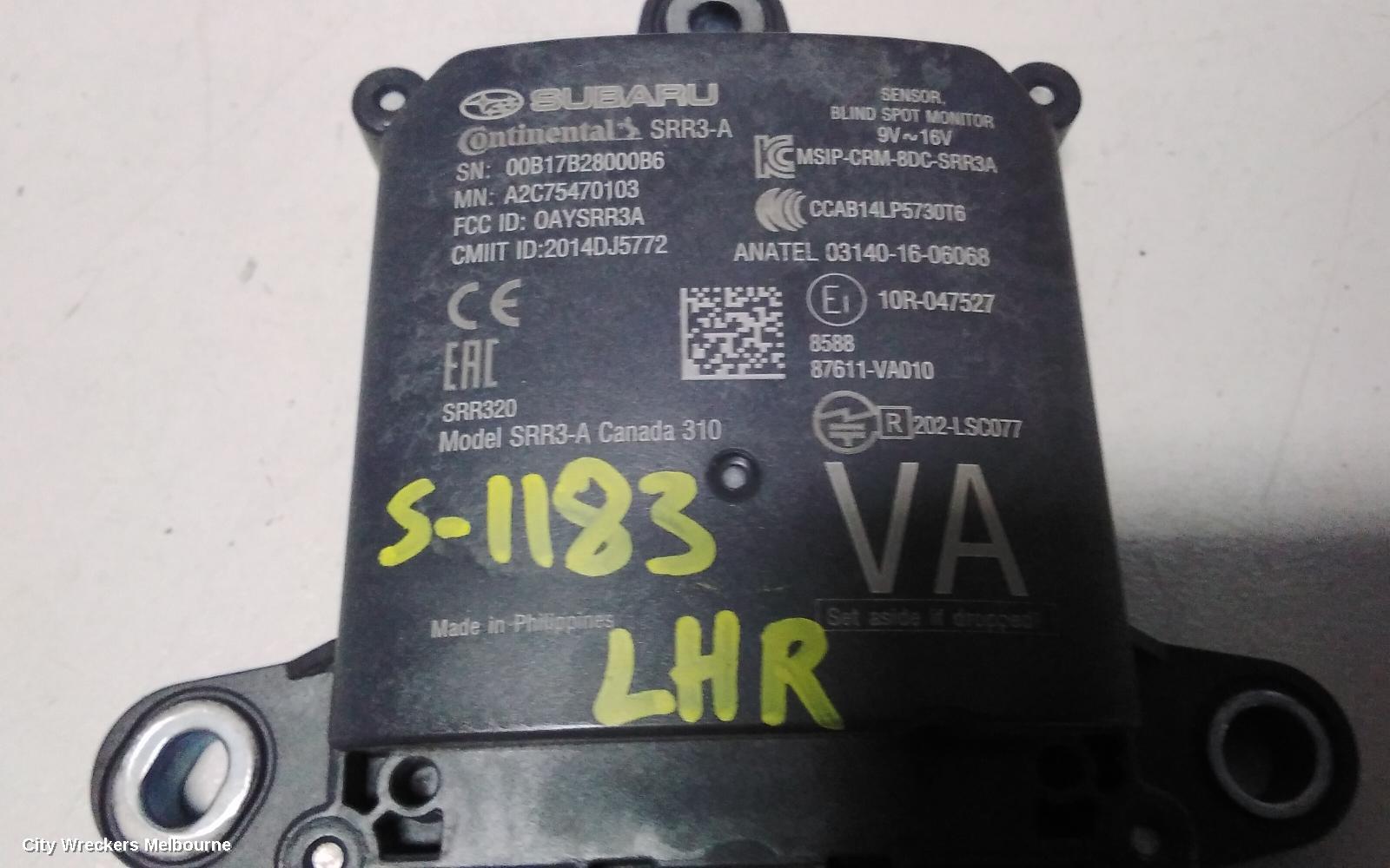 SUBARU WRX, V1, 03/2014 - 10/2021, 00B17B28000B6 LHR BLIND SPOT MODUEL: 72351