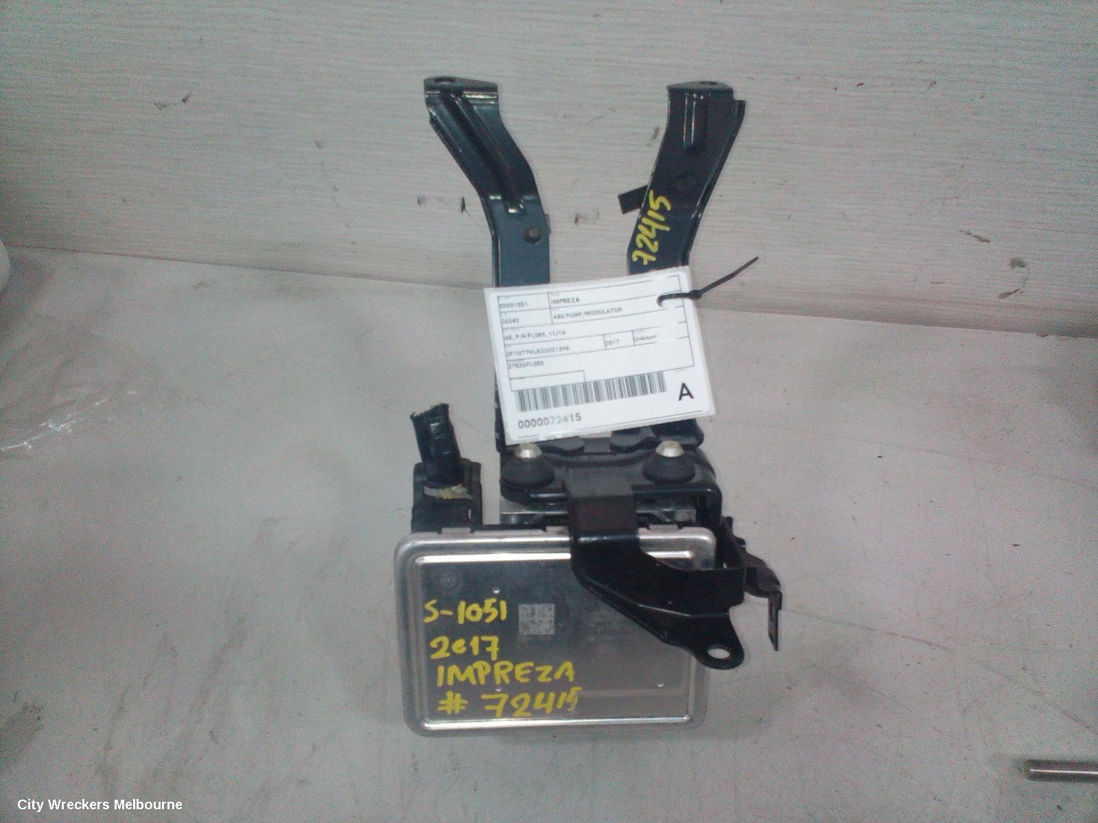 SUBARU IMPREZA ABS PUMP/MODULATOR, G5, P/N FL080, 11/2016 ONWARDS