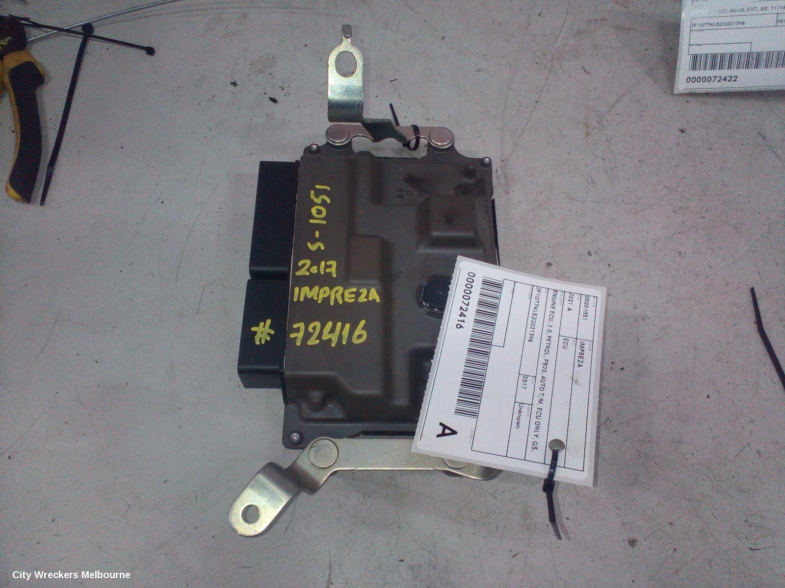 SUBARU IMPREZA ECU, ENGINE ECU, 2.0, PETROL, FB20, AUTO T/M, ECU ONLY, G5, 11/2016 ONWARDS