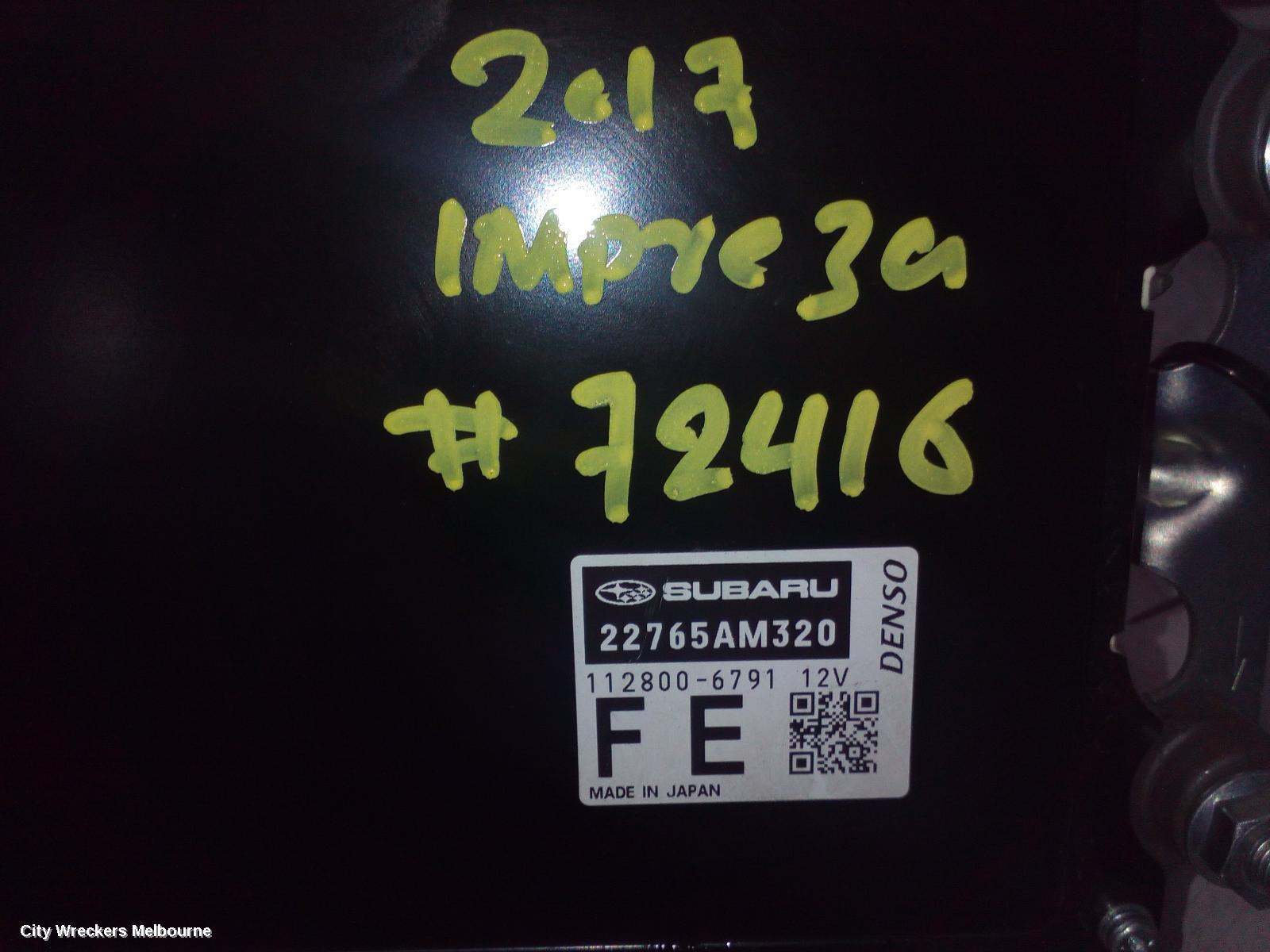 SUBARU IMPREZA ECU, ENGINE ECU, 2.0, PETROL, FB20, AUTO T/M, ECU ONLY, G5, 11/2016 ONWARDS
