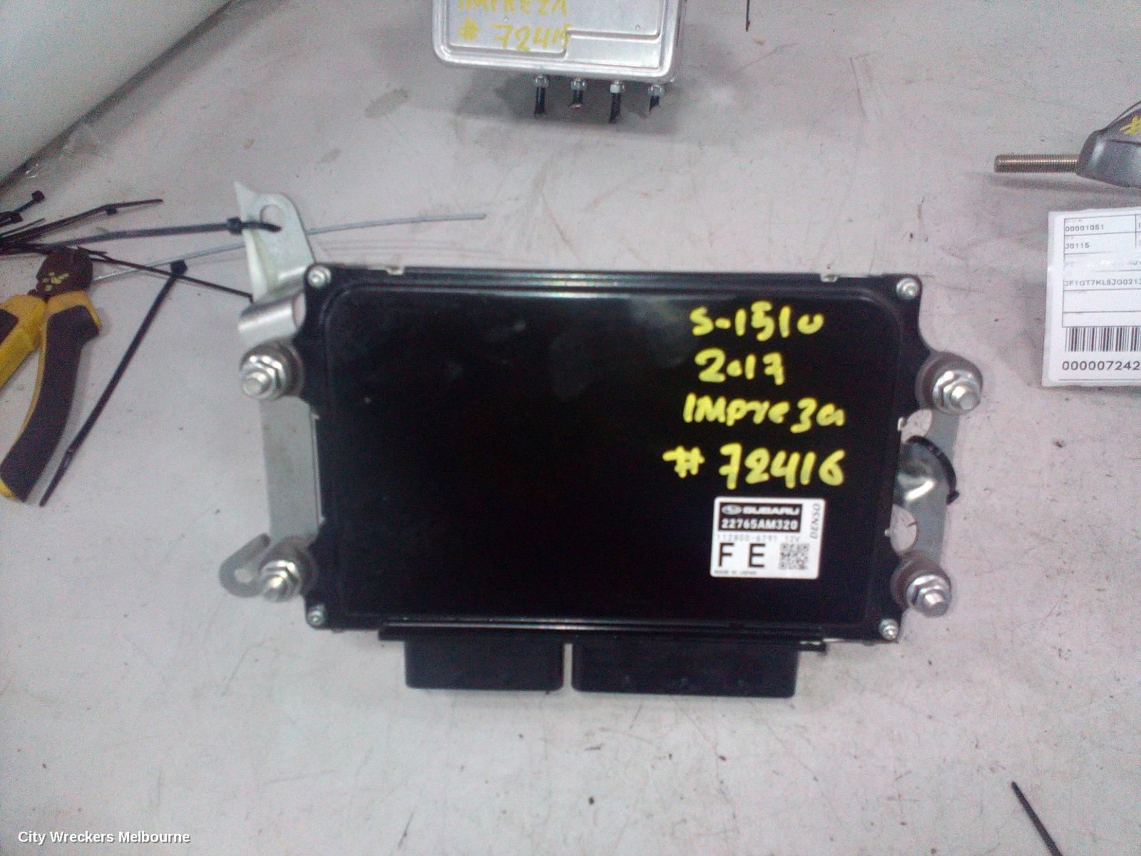 SUBARU IMPREZA ECU, ENGINE ECU, 2.0, PETROL, FB20, AUTO T/M, ECU ONLY, G5, 11/2016 ONWARDS