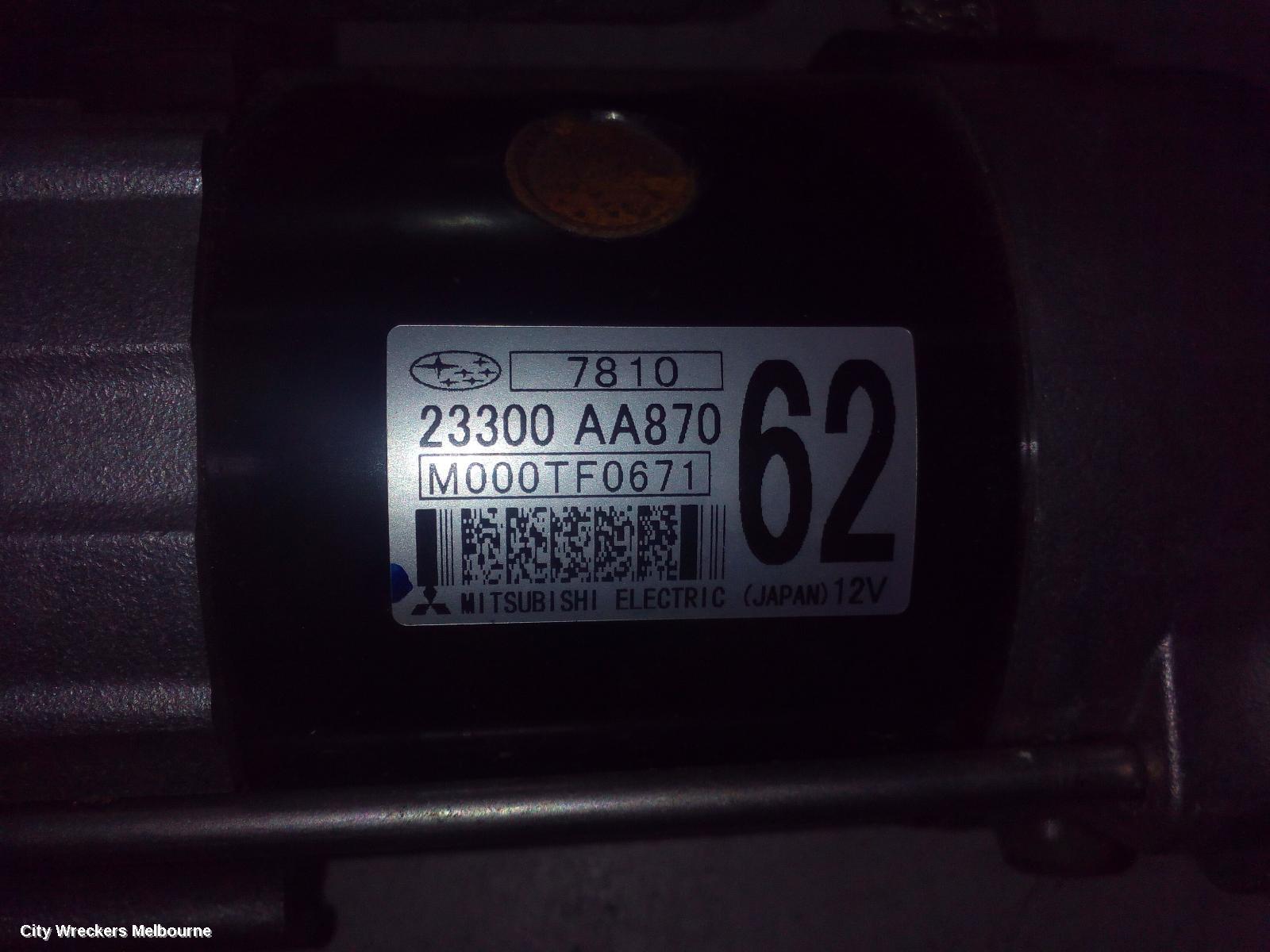 SUBARU IMPREZA STARTER, PETROL, FB20, AUTO, CVT, G5, 11/2016 ONWARDS