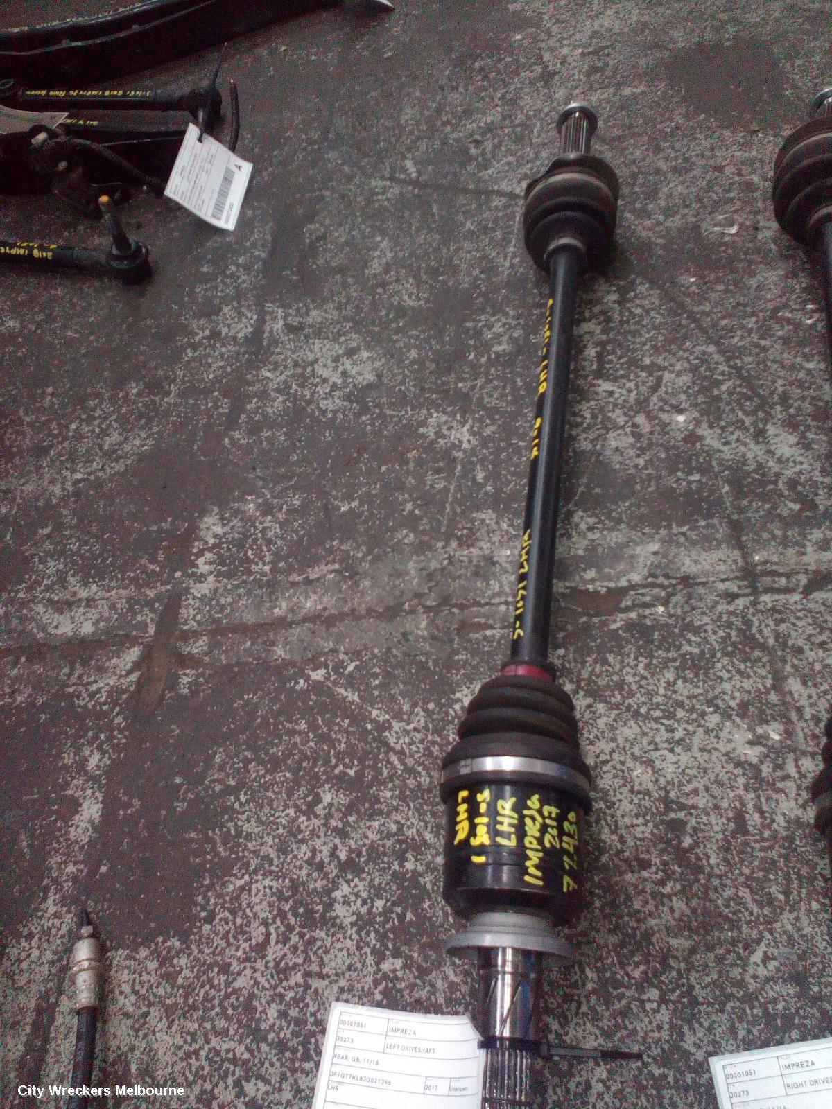 SUBARU IMPREZA LEFT DRIVESHAFT, REAR, G5, 11/2016 ONWARDS