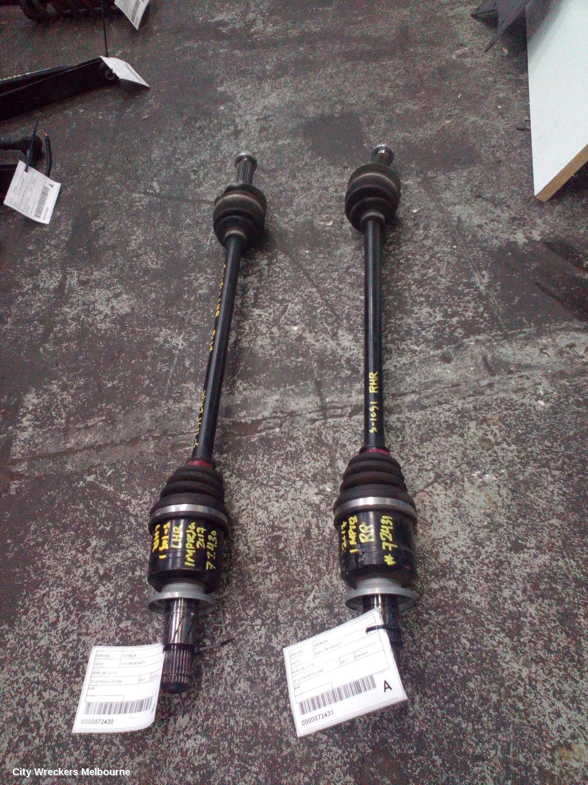 SUBARU IMPREZA LEFT DRIVESHAFT, REAR, G5, 11/2016 ONWARDS