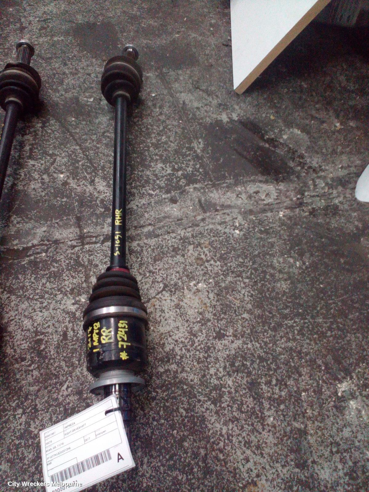 SUBARU IMPREZA RIGHT DRIVESHAFT, REAR, G5, 11/2016 ONWARDS