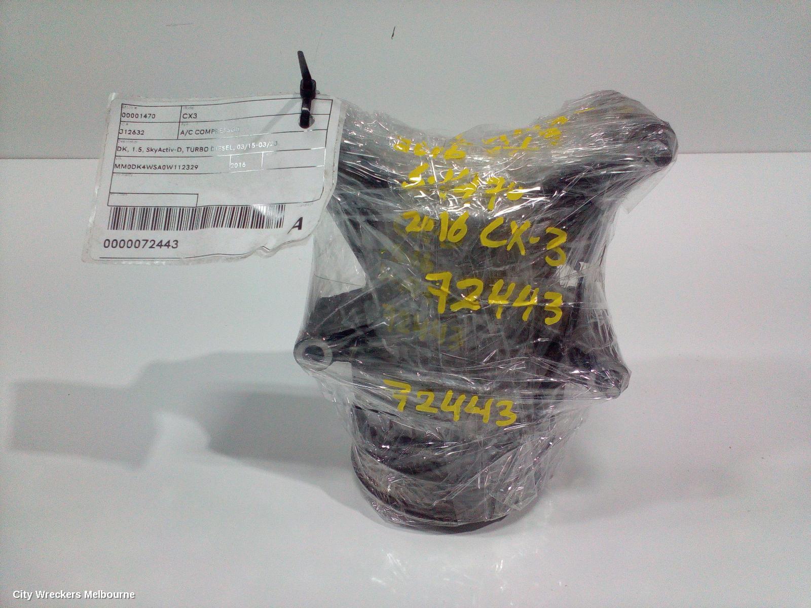MAZDA CX3 A/C COMPRESSOR, DK, 1.5, SKYACTIV-D, TURBO DIESEL, 03/2015 - 03/2020