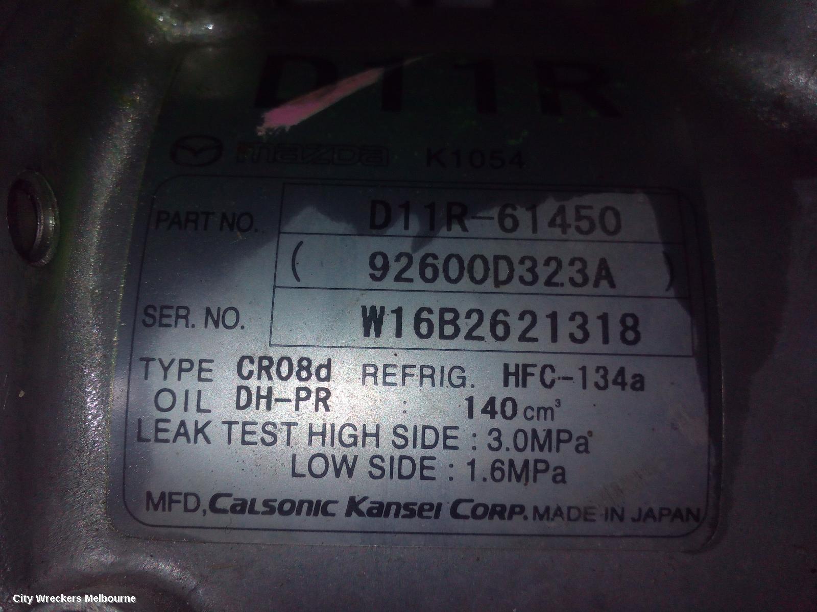 MAZDA CX3 A/C COMPRESSOR, DK, 1.5, SKYACTIV-D, TURBO DIESEL, 03/2015 - 03/2020