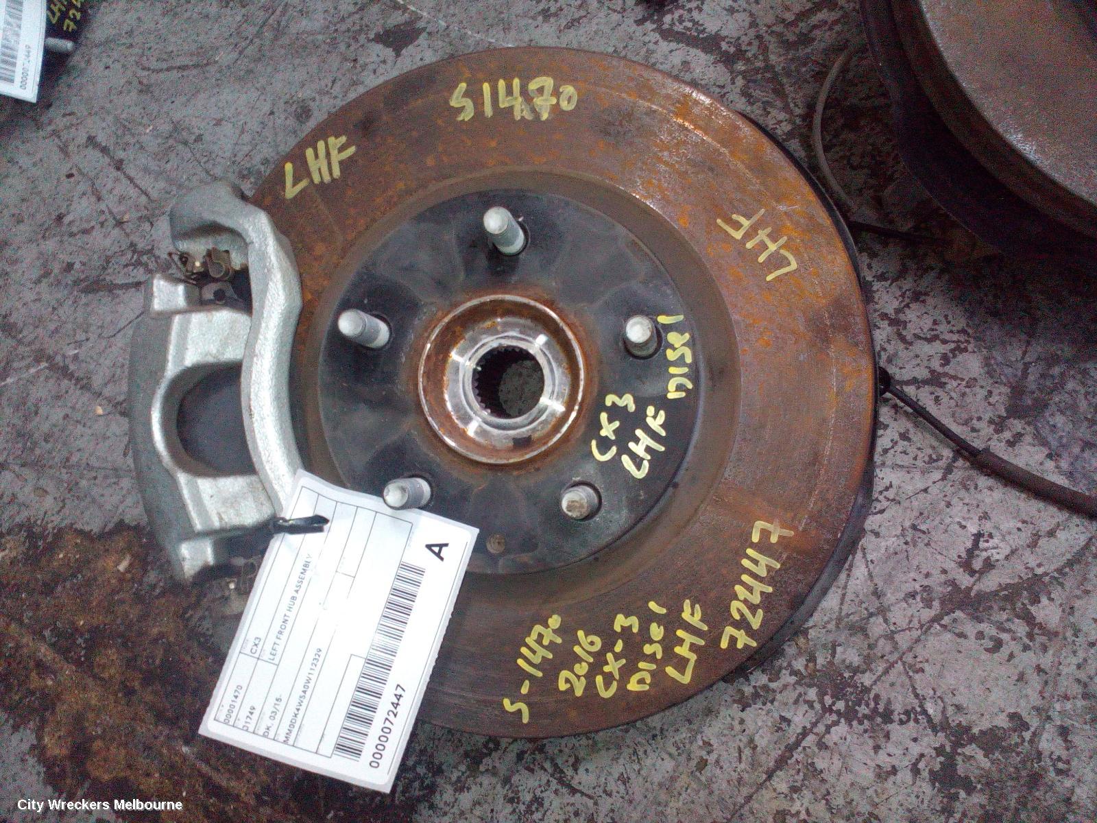 MAZDA CX3 LEFT FRONT HUB ASSEMBLY, DK, 03/2015 ONWARDS