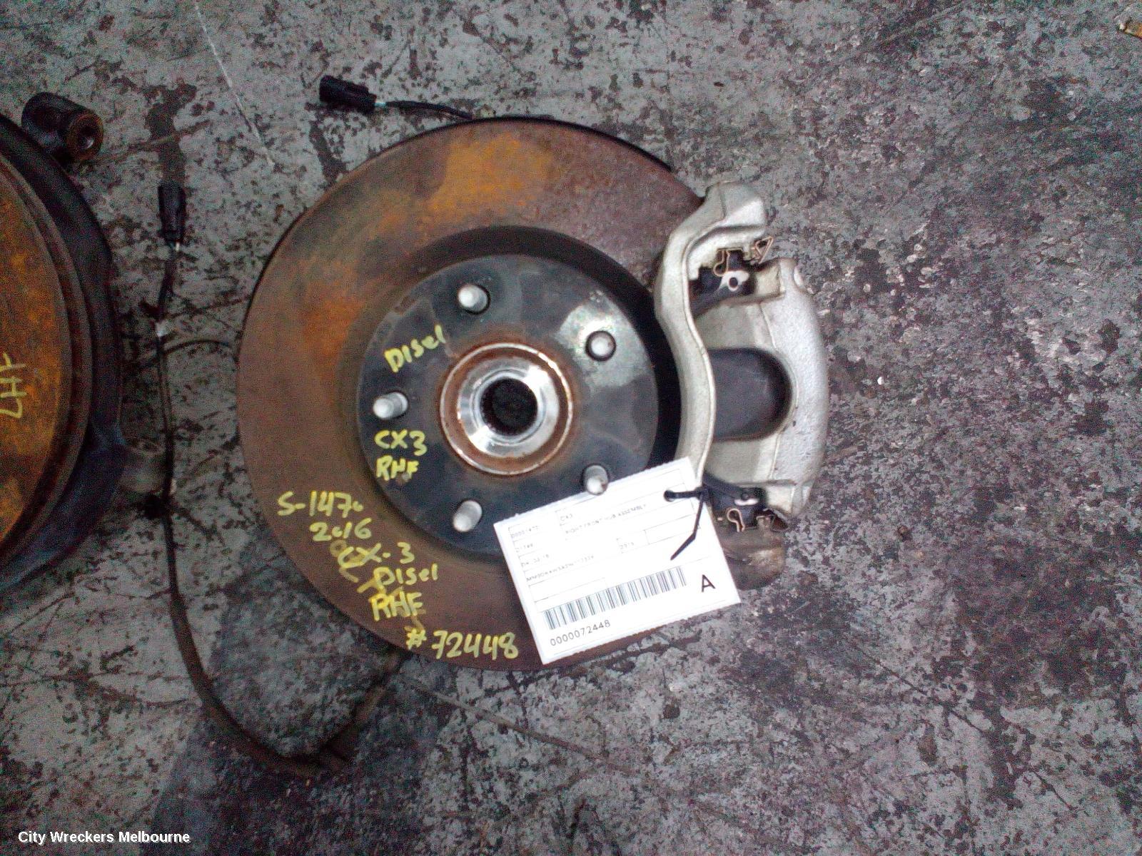 MAZDA CX3 RIGHT FRONT HUB ASSEMBLY, DK, 03/2015 ONWARDS