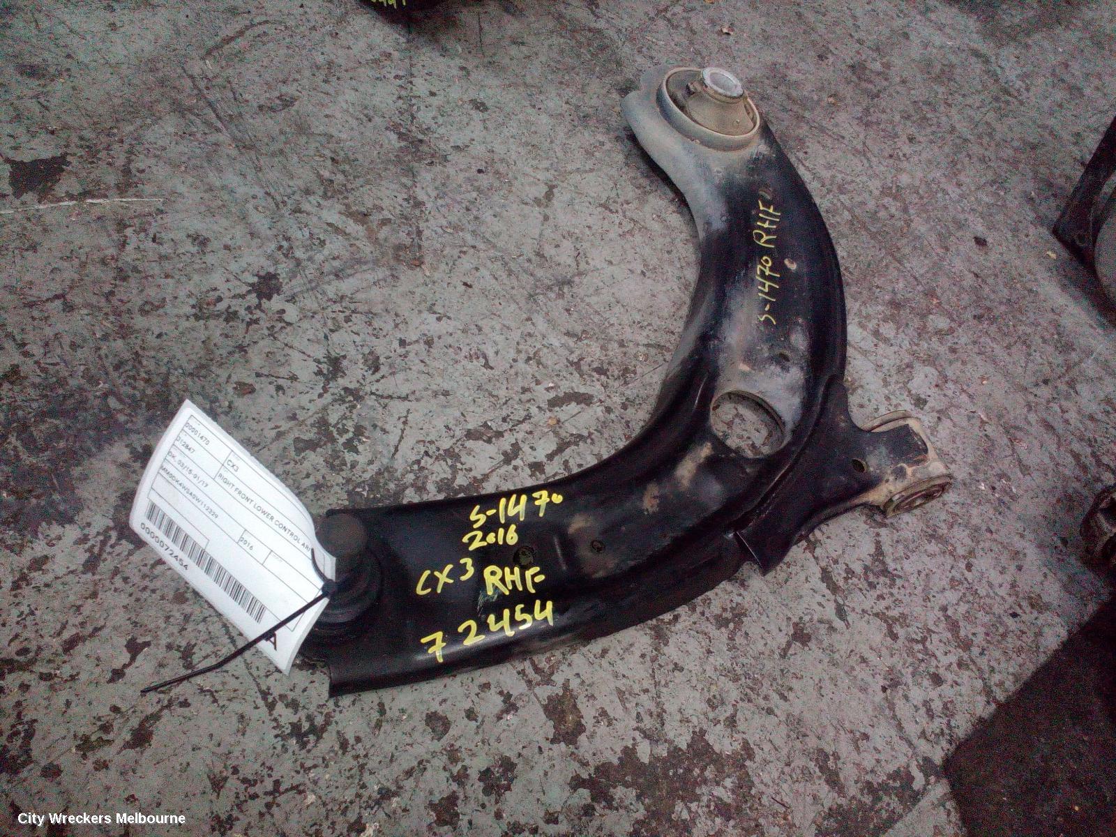 MAZDA CX3 RIGHT FRONT LOWER CONTROL ARM, DK, 03/2015 - 01/2017