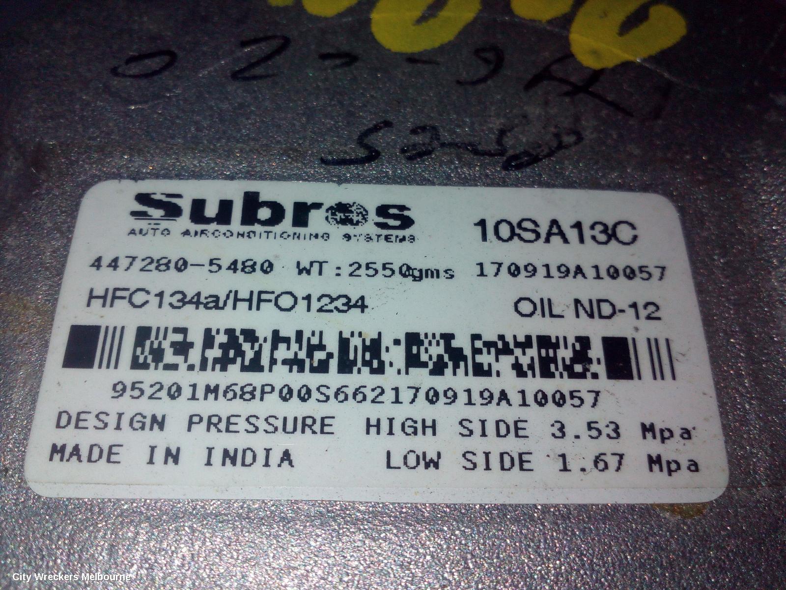 SUZUKI BALENO A/C COMPRESSOR, EW, PETROL, 04/2016 ONWARDS