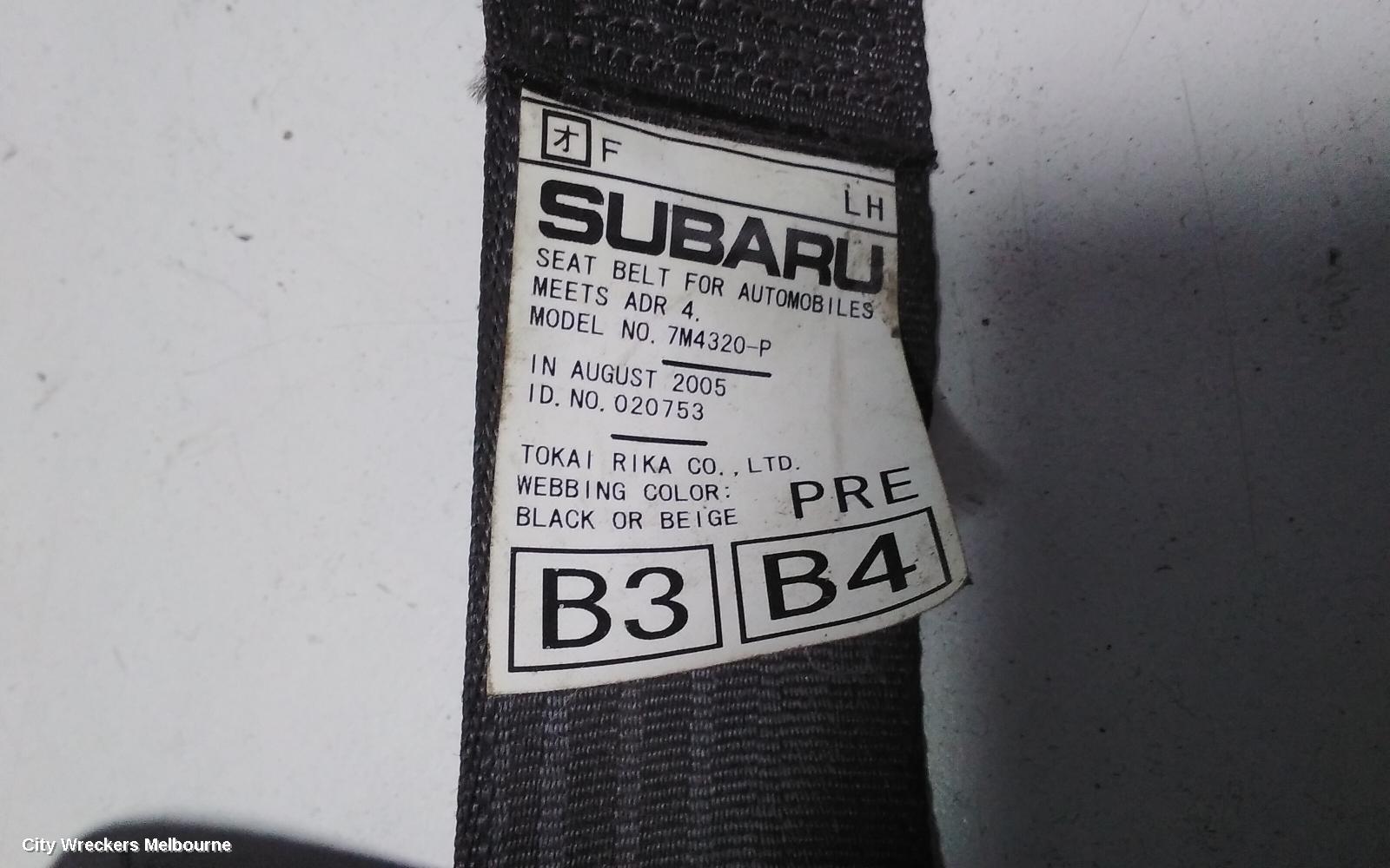 SUBARU OUTBACK SEATBELT/STALK, LH FRONT, SEAT BELT ONLY, 4TH GEN, GREY/BLACK, 09/2003 - 08/2009