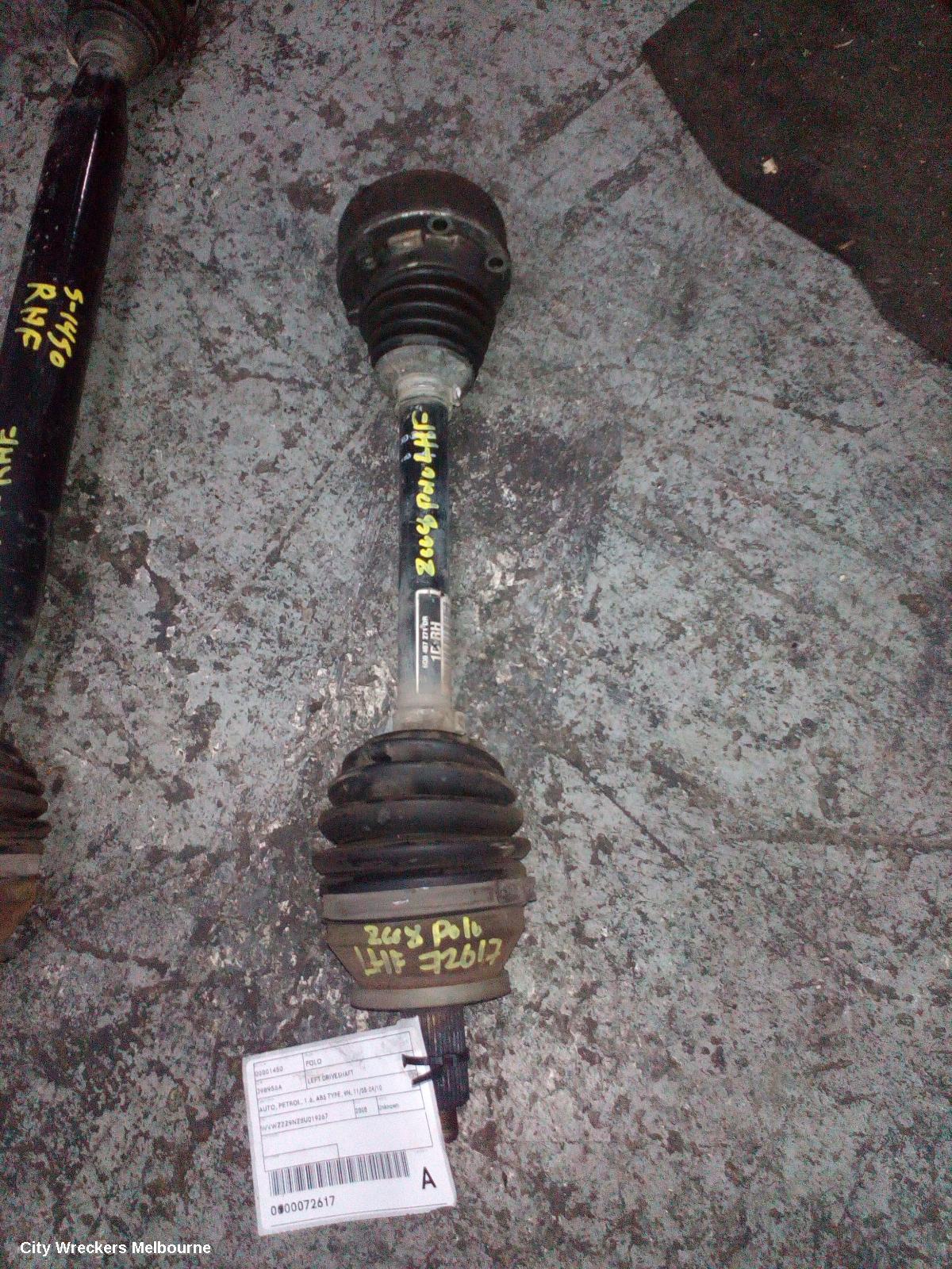 VOLKSWAGEN POLO LEFT DRIVESHAFT, AUTO, PETROL, 1.6, ABS TYPE, 9N, 11/2005 - 04/2010