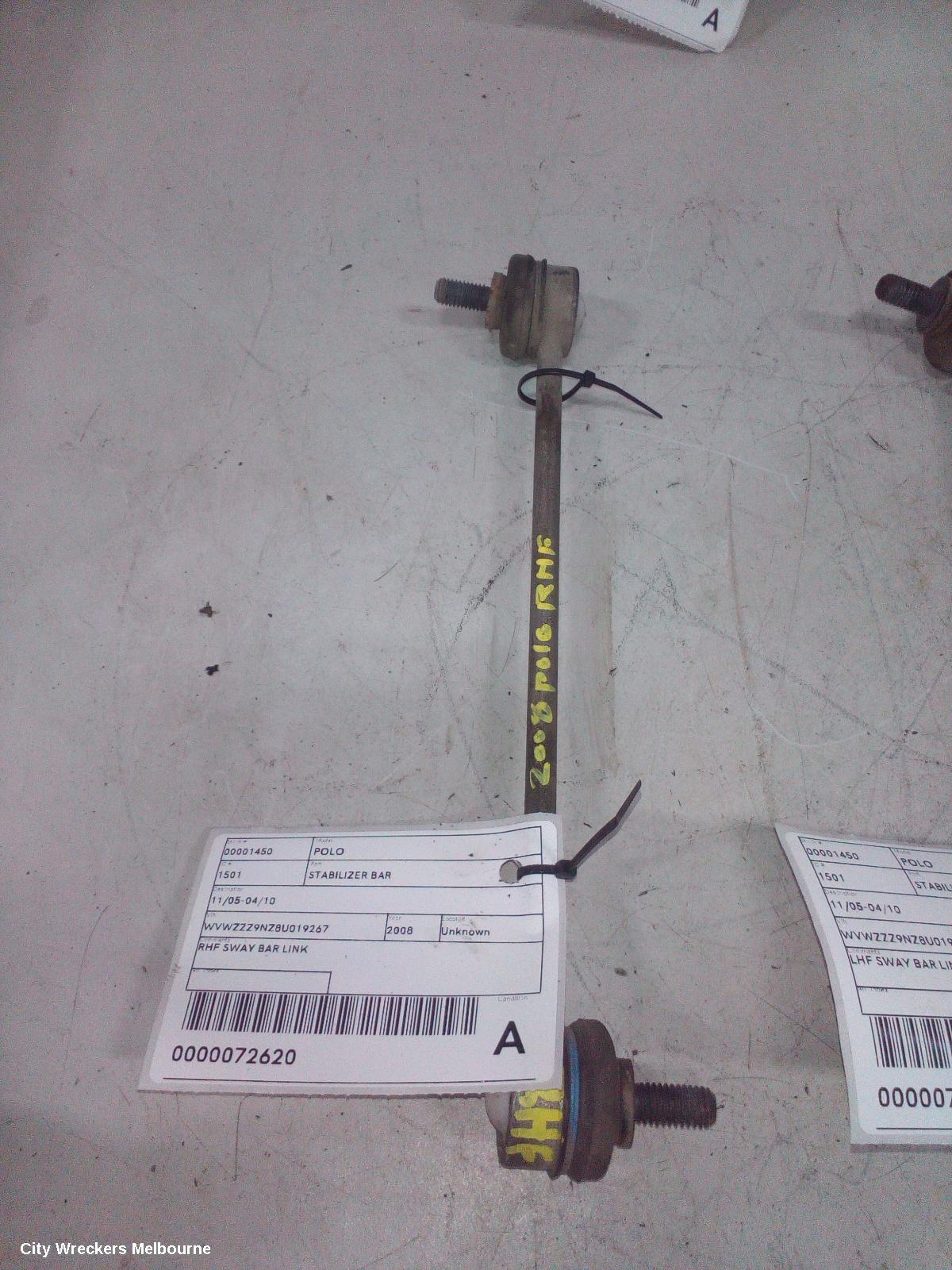 VOLKSWAGEN POLO STABILISER BAR, 11/2005 - 04/2010