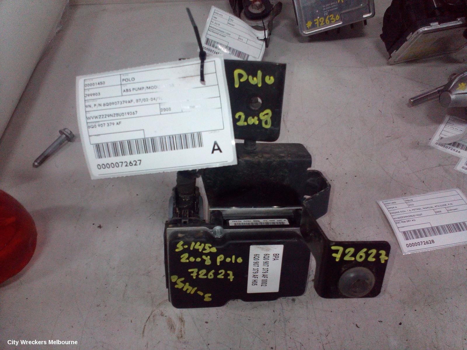 VOLKSWAGEN POLO ABS PUMP/MODULATOR, 9N, P/N 6Q0907379AF, 07/2002 - 04/2010