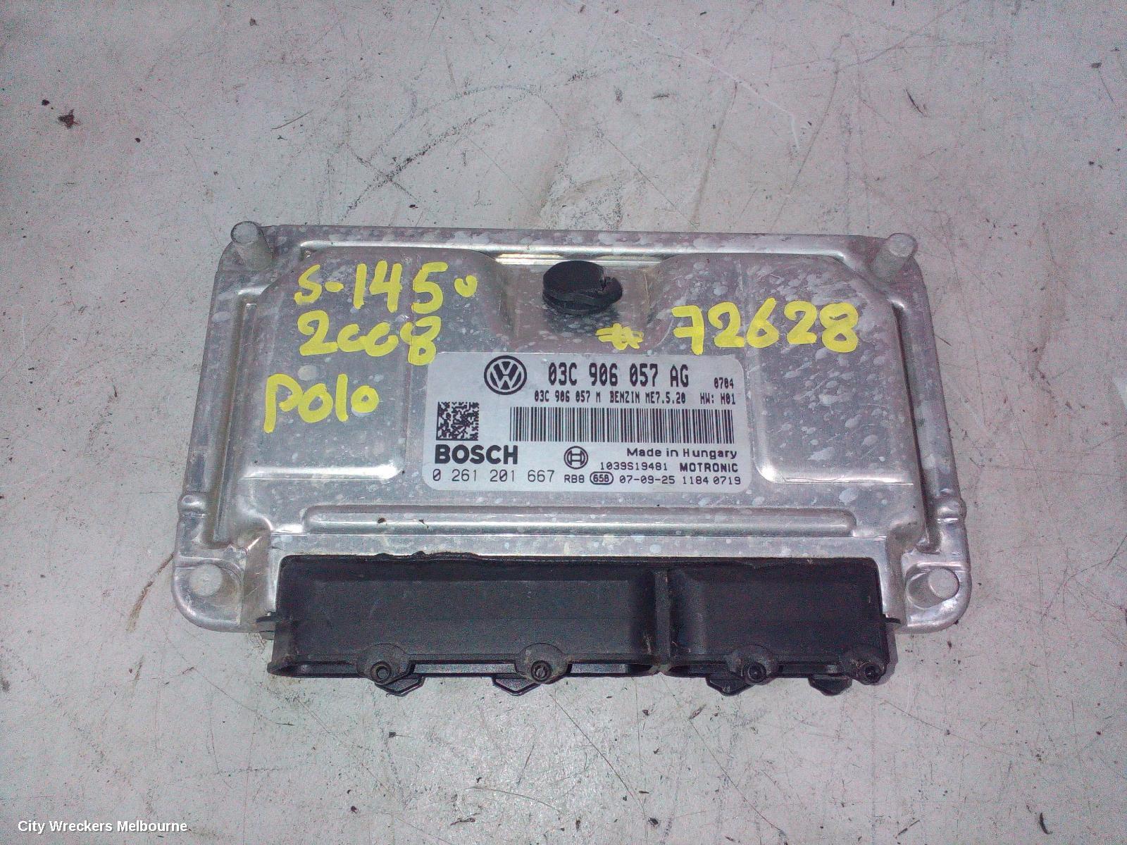 VOLKSWAGEN POLO ECU, ENGINE ECU, 1.6, PETROL, MANUAL, BTS CODE, P/N 03C906057AG, ECU ONLY, 9N, 07/2006 - 04/2010