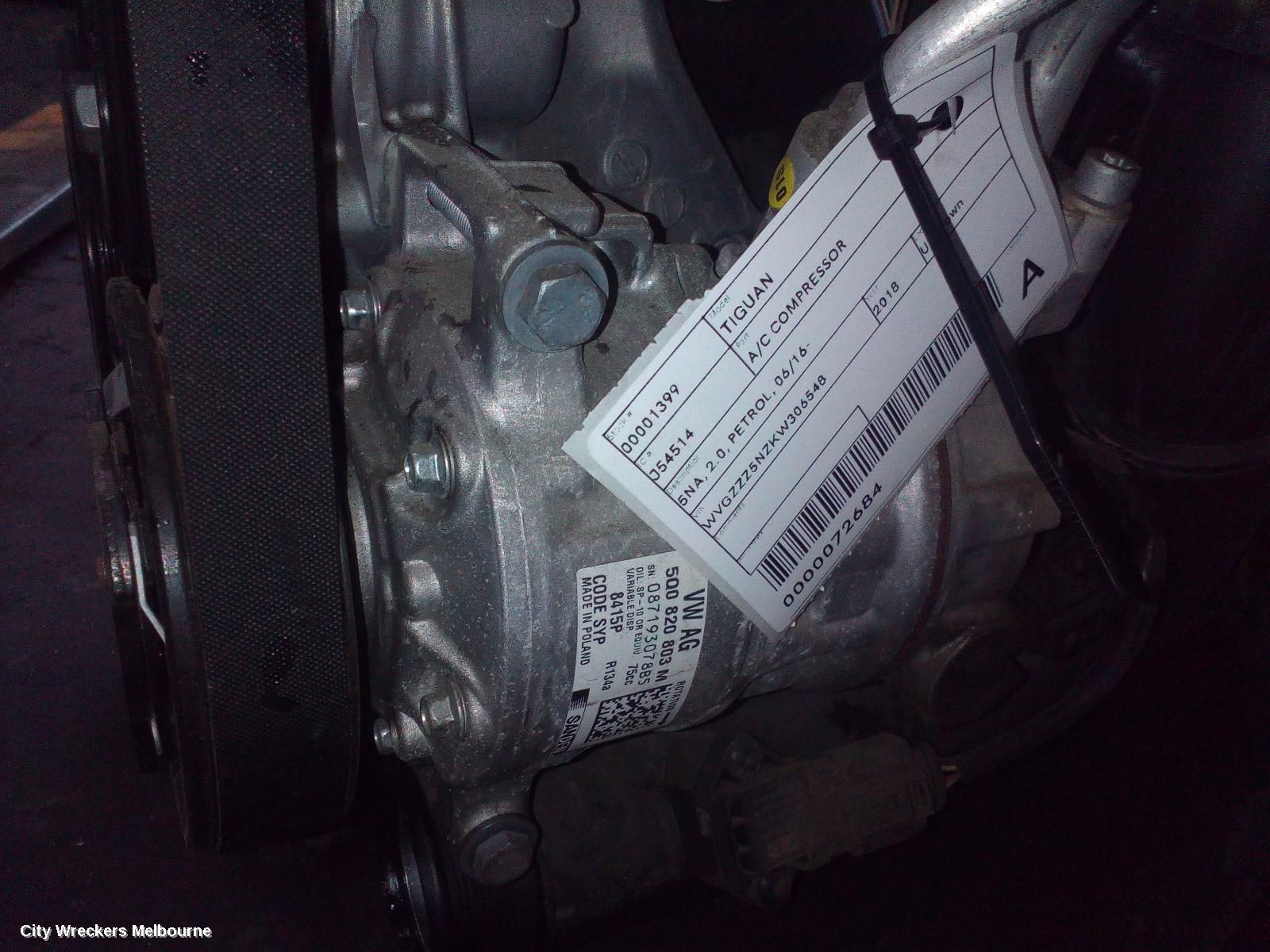 VOLKSWAGEN TIGUAN A/C COMPRESSOR, 5NA, 2.0, PETROL, 06/2016 ONWARDS