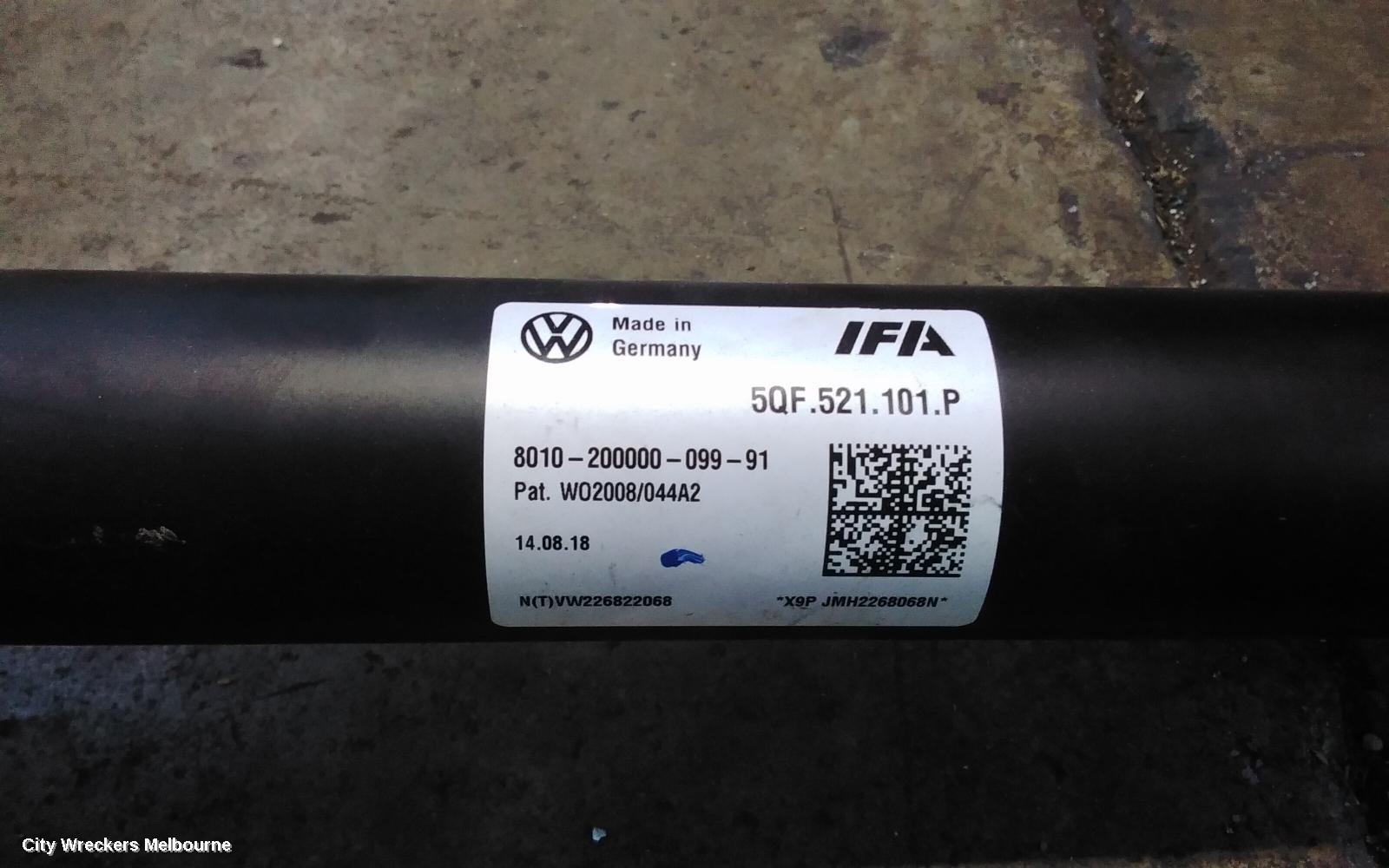 VOLKSWAGEN TIGUAN REAR DRIVE SHAFT, 5NA, NON ALLSPACE TYPE, SWB TYPE, 06/2016 ONWARDS