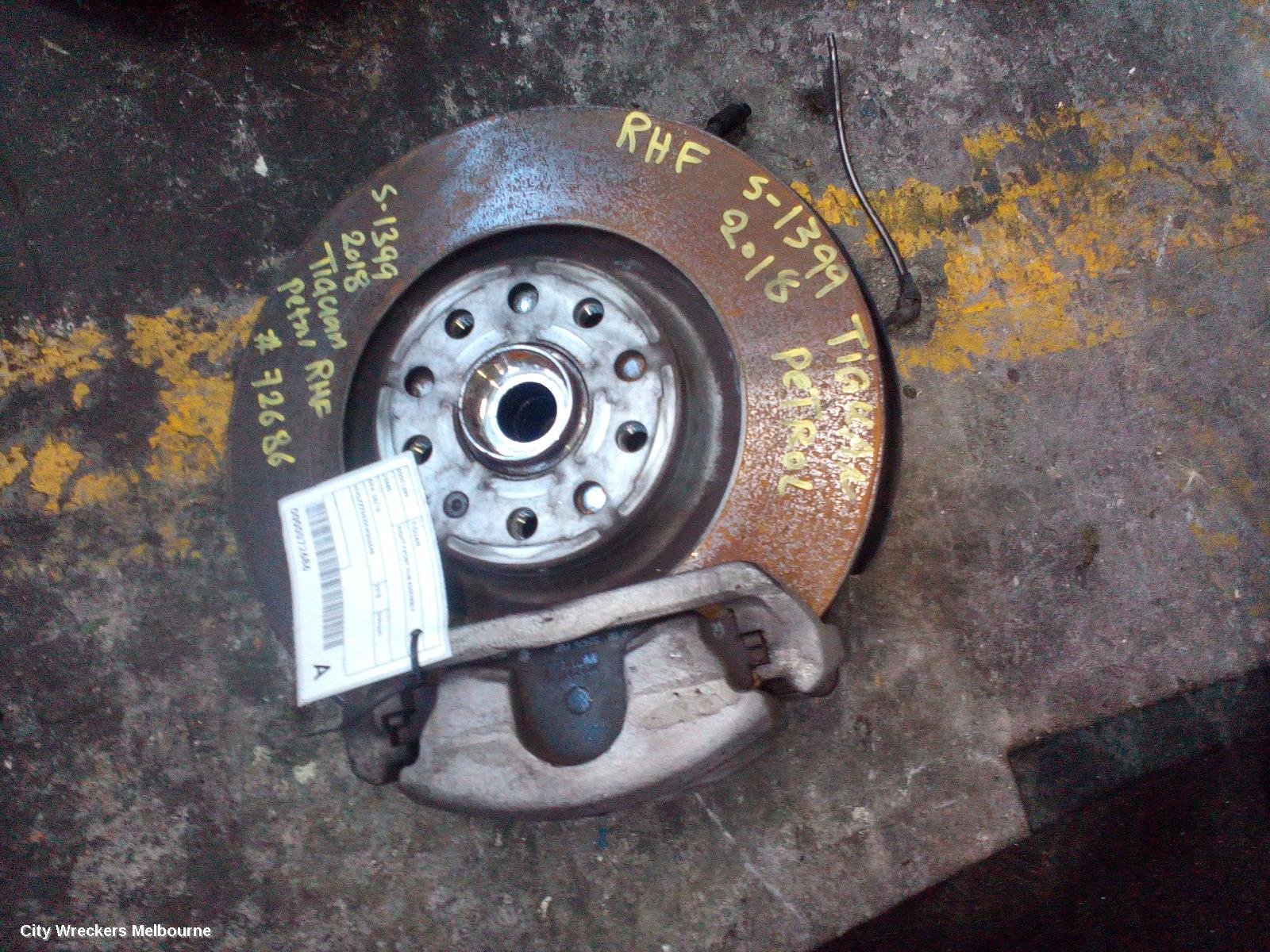 VOLKSWAGEN TIGUAN RIGHT FRONT HUB ASSEMBLY, 5NA, 06/2016 - 02/2024
