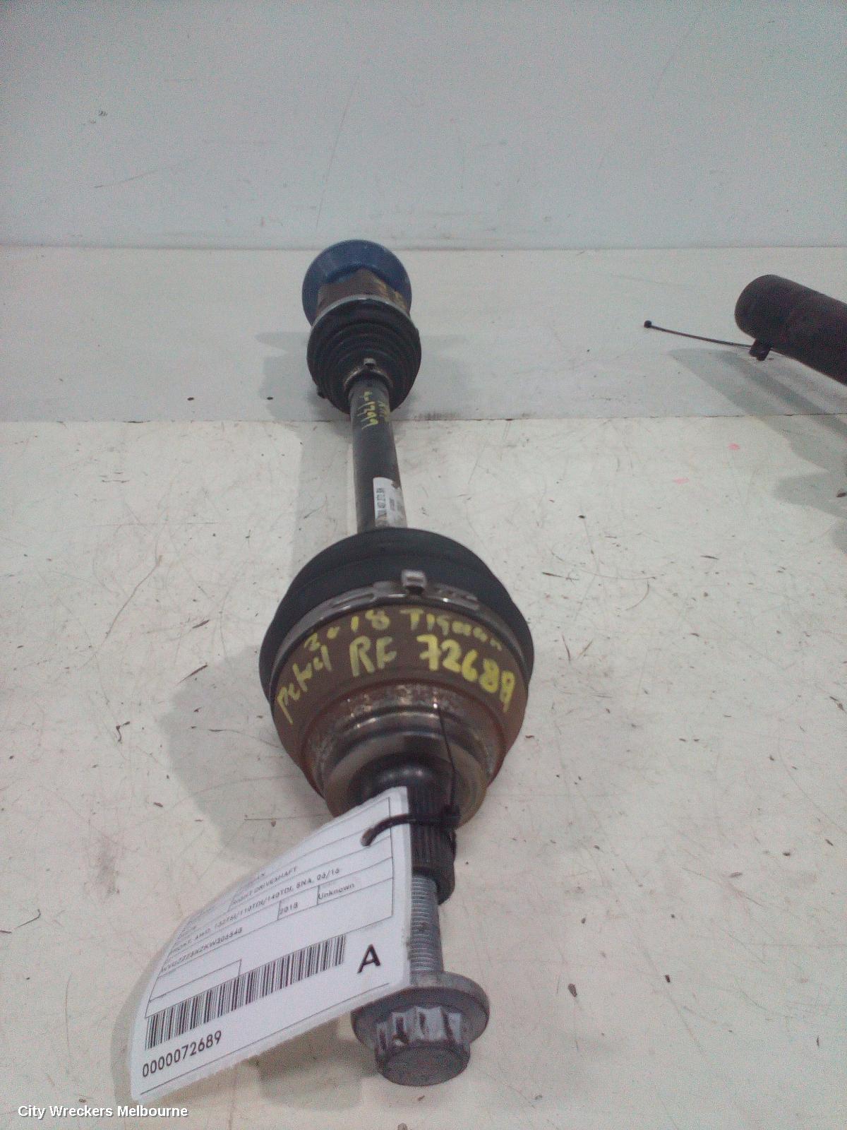VOLKSWAGEN TIGUAN RIGHT DRIVESHAFT, FRONT, AWD, 132TSI/110TDI/140TDI, 5NA, 06/2016 ONWARDS