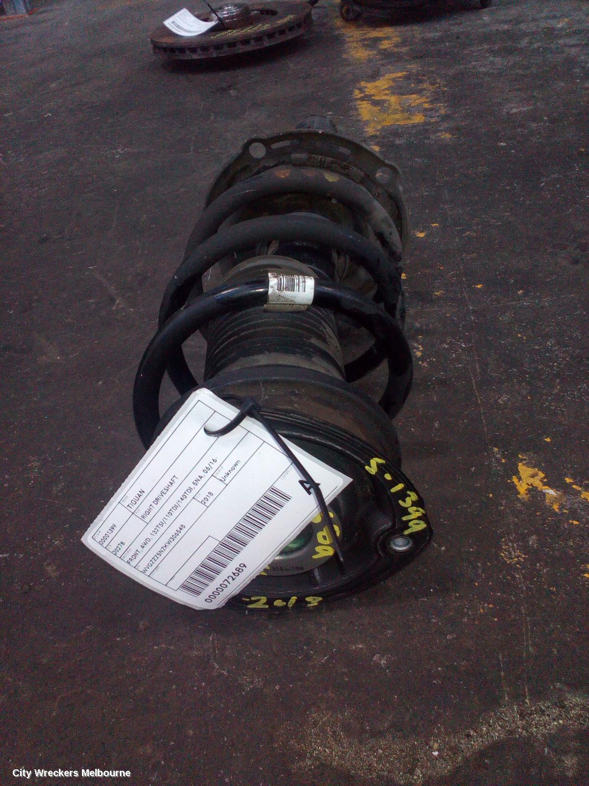 VOLKSWAGEN TIGUAN RIGHT DRIVESHAFT, FRONT, AWD, 132TSI/110TDI/140TDI, 5NA, 06/2016 ONWARDS