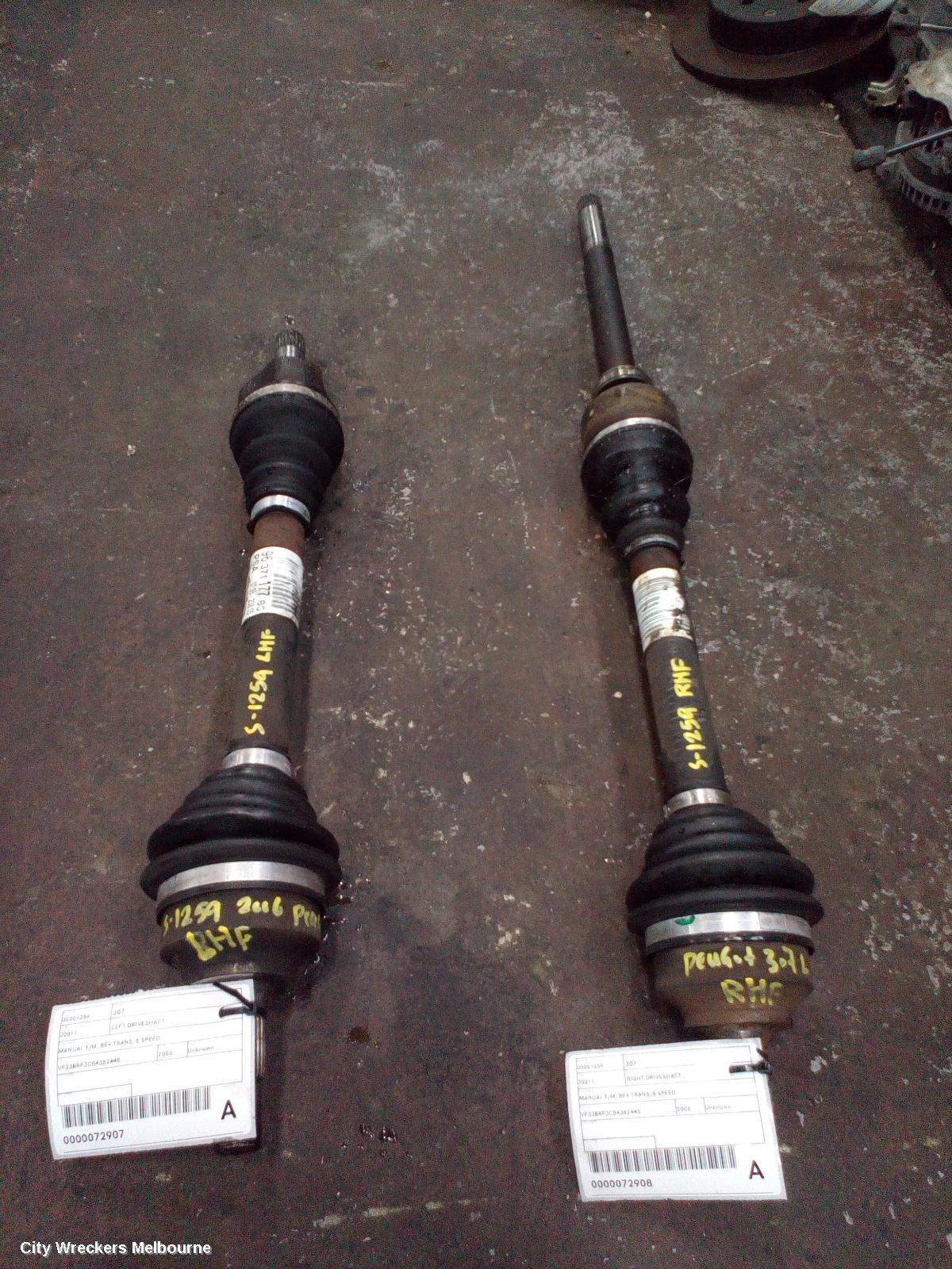 PEUGEOT 307 LEFT DRIVESHAFT, MANUAL T/M, BE4 TRANS, 5 SPEED, RFNB/RFNC/RFKC/NFUK/RHYB/9HZC/RFJC, T5-T6, 12/2001 - 12/2009