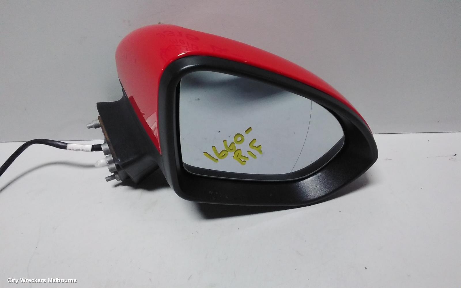 HOLDEN ASTRA RIGHT DOOR MIRROR, BK, 5DR HATCH, POWER FOLDING TYPE, 09/2016 ONWARDS