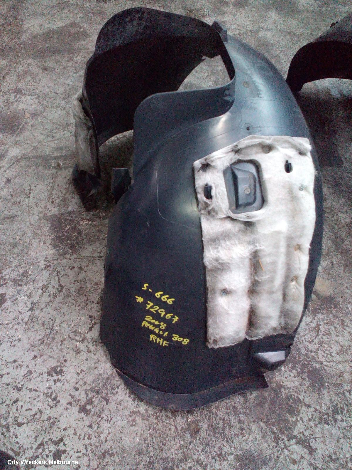 PEUGEOT 308 RIGHT GUARD LINER, T7, 09/2007 - 09/2014