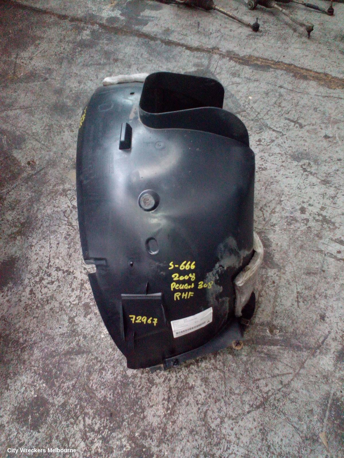 PEUGEOT 308 RIGHT GUARD LINER, T7, 09/2007 - 09/2014