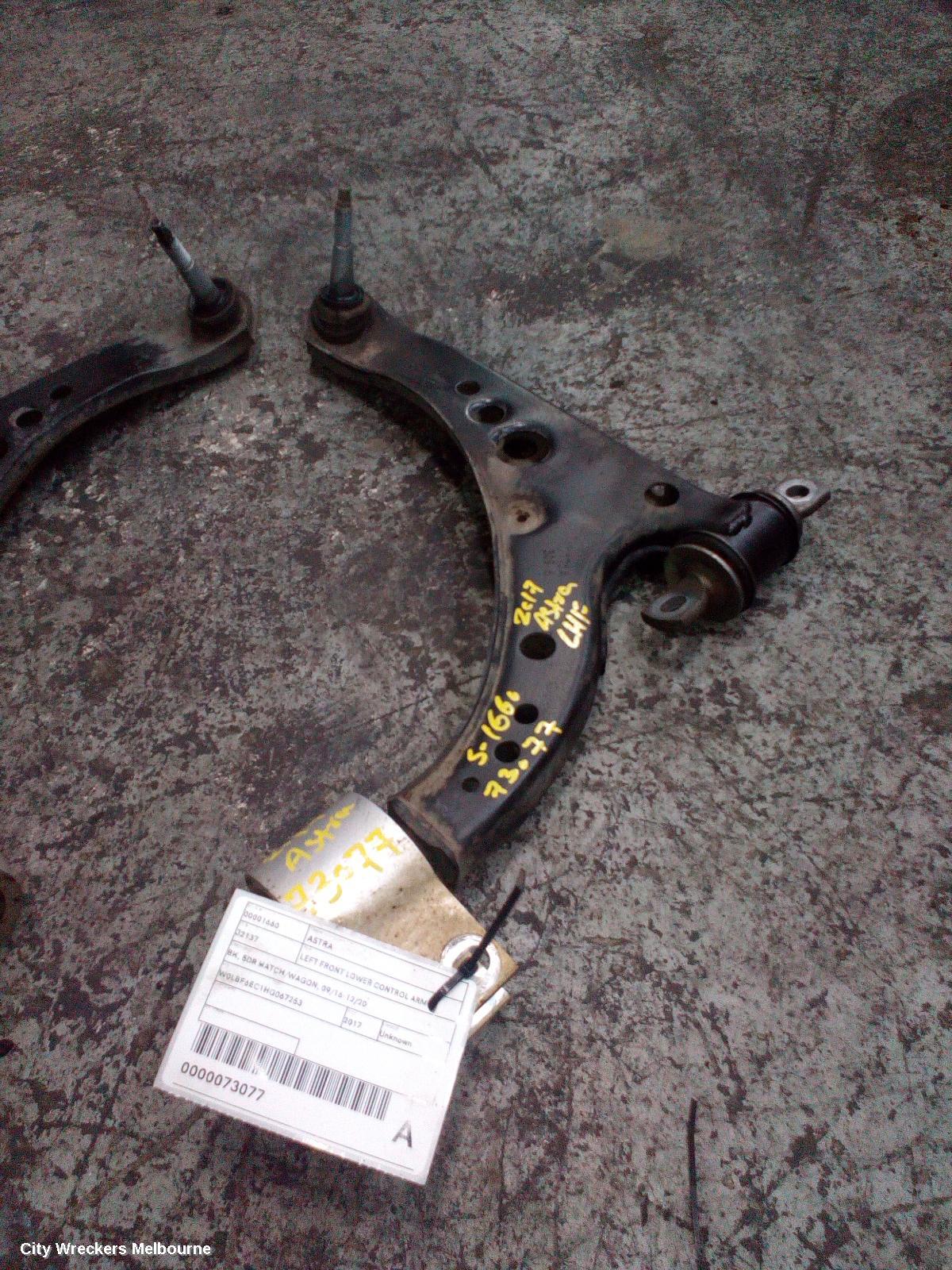 HOLDEN ASTRA LEFT FRONT LOWER CONTROL ARM, BK, 5DR HATCH/WAGON, 09/2016 - 12/2020