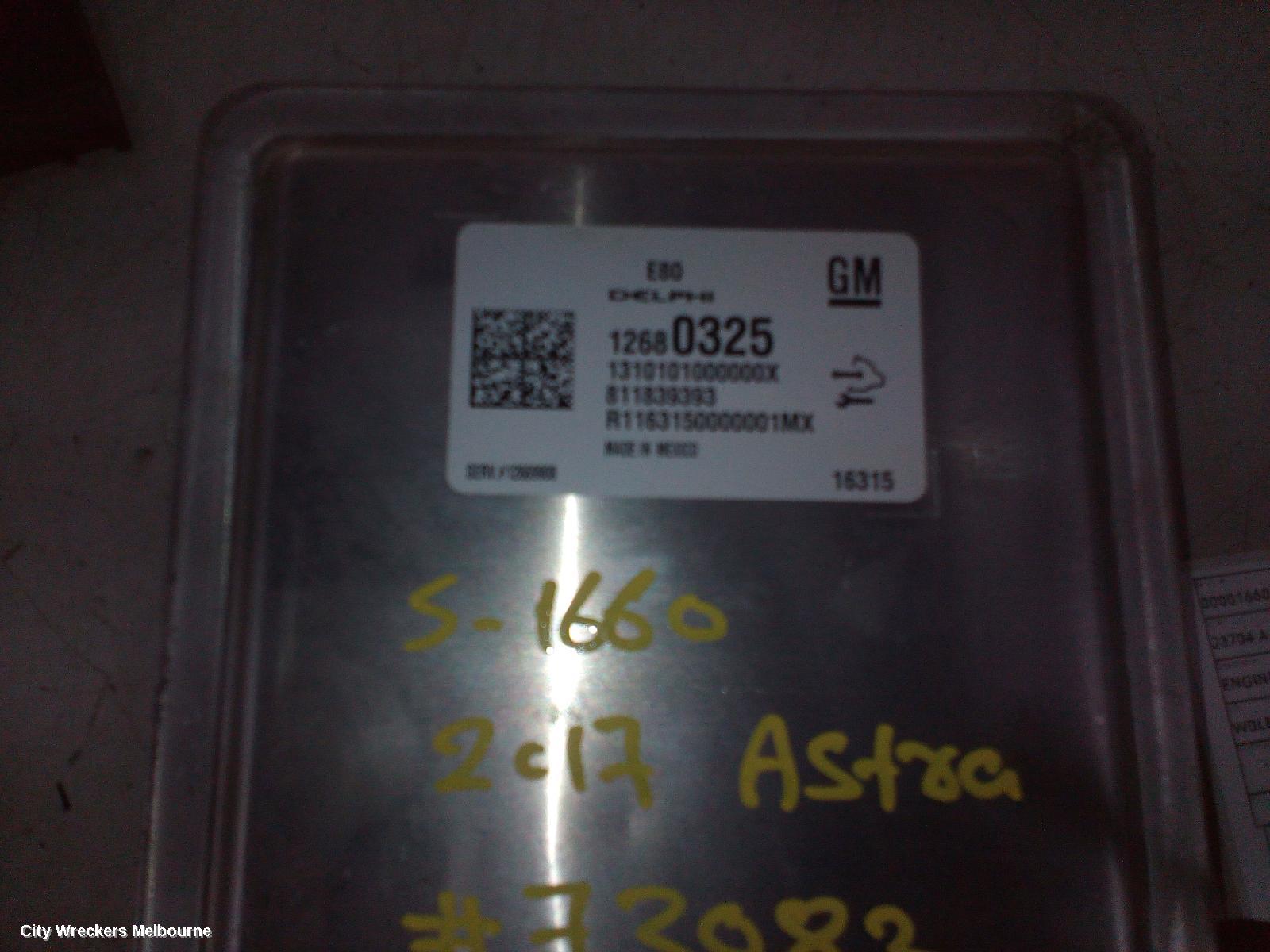 HOLDEN ASTRA ECU, ENGINE ECU, 1.4, PETROL, ECU ONLY, BK, 09/2016 ONWARDS
