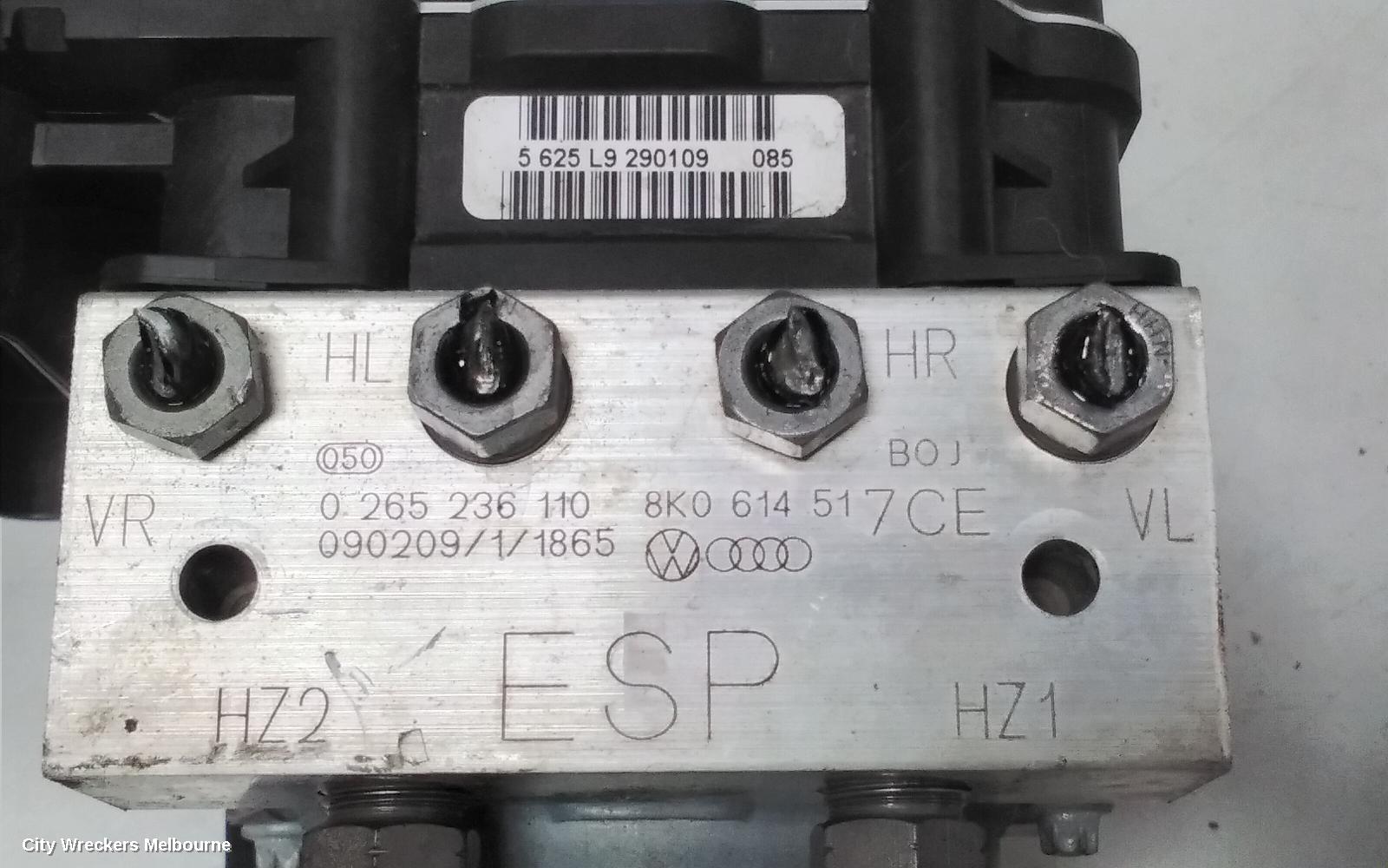 AUDI A4 ABS PUMP/MODULATOR, B8 8K, P/N 8K0907379AA, 02/2008 - 09/2015