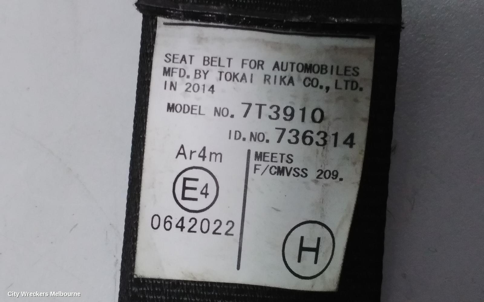 TOYOTA RAV4 SEATBELT/STALK, RH REAR, SEAT BELT ONLY (NO STALK), XA40, 12/2012 - 09/2015