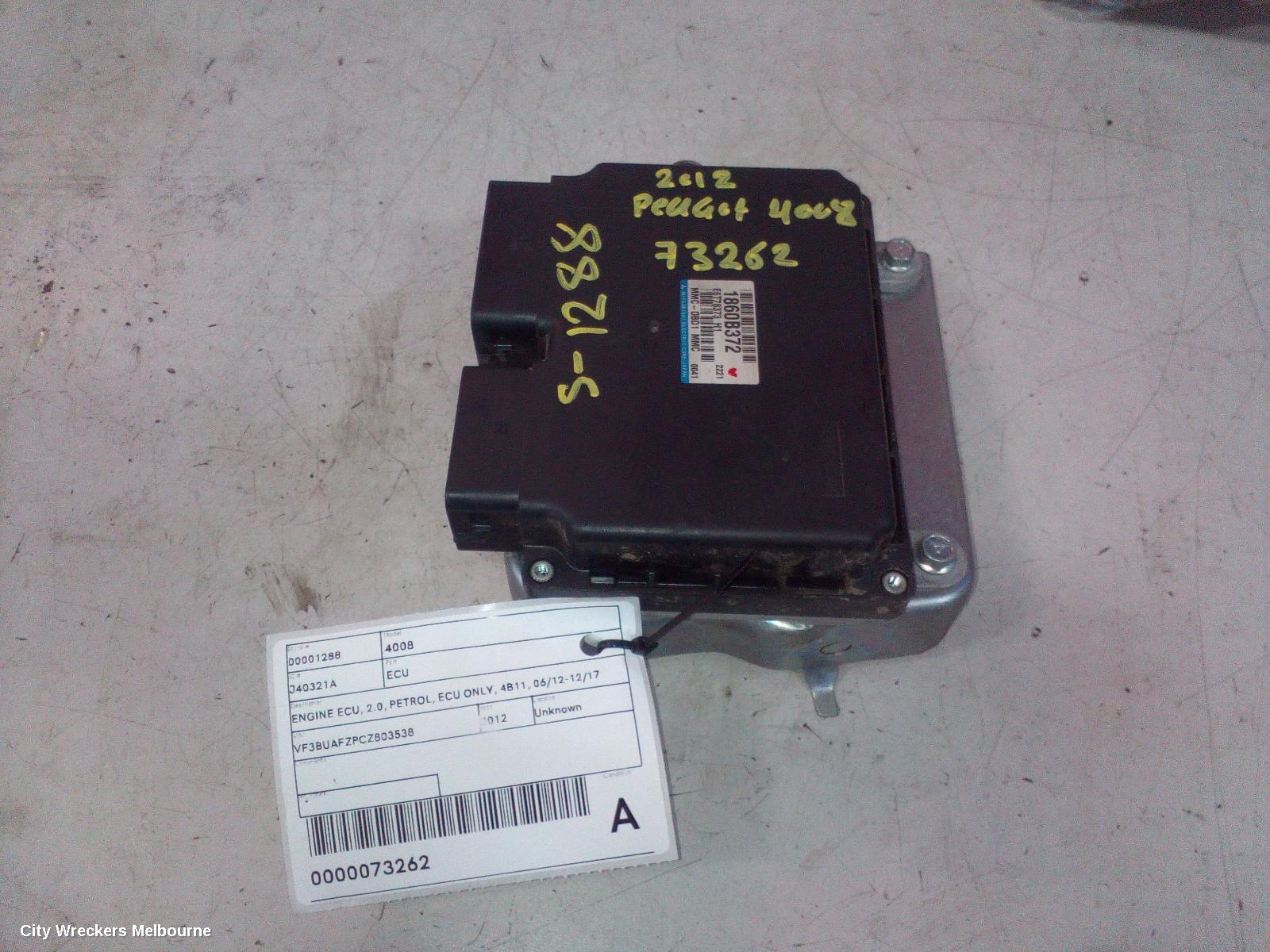 PEUGEOT 4008 ECU, ENGINE ECU, 2.0, PETROL, ECU ONLY, 4B11, 06/2012 - 12/2017