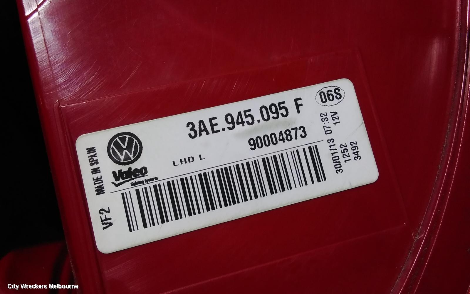 VOLKSWAGEN PASSAT LEFT TAILLIGHT, 3C/MK6 B7, SEDAN, NON LED TYPE, 09/2010 - 05/2015