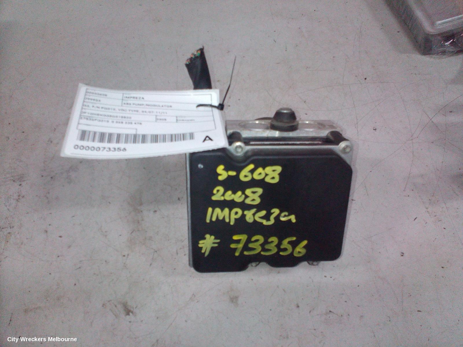 SUBARU IMPREZA ABS PUMP/MODULATOR, G3, P/N FG010, VDC TYPE, 04/2007 - 11/2011