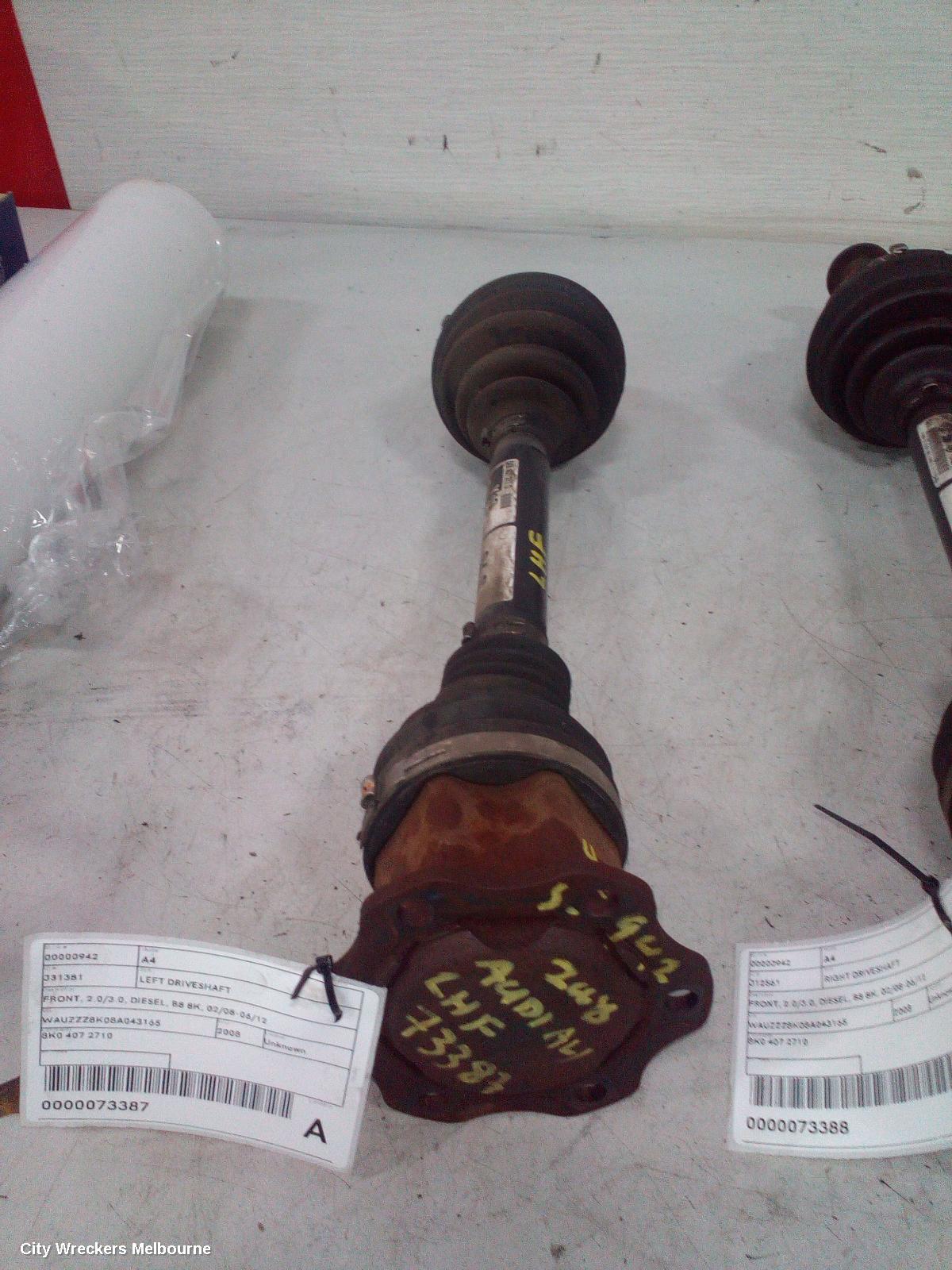 AUDI A4 LEFT DRIVESHAFT, FRONT, 2.0/3.0, DIESEL, B8 8K, 02/2008 - 06/2012