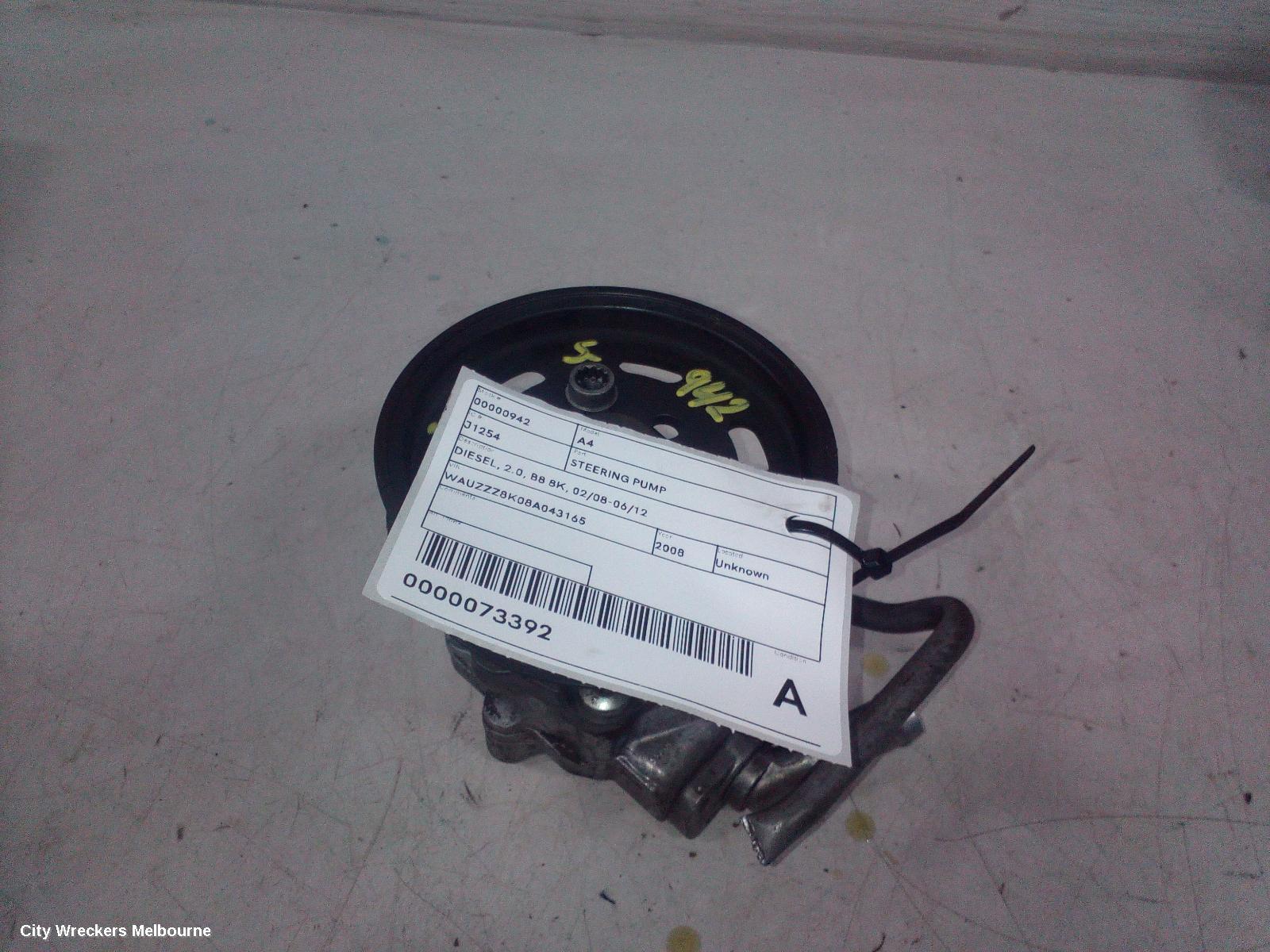 AUDI A4 STEERING PUMP, DIESEL, 2.0, B8 8K, 02/2008 - 06/2012