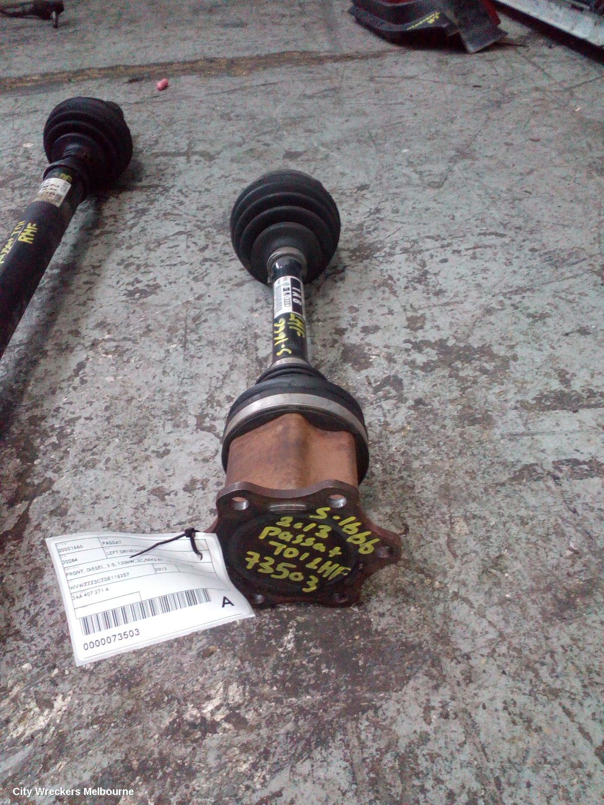 VOLKSWAGEN PASSAT LEFT DRIVESHAFT, FRONT, DIESEL, 2.0, 130KW, 3C/MK6 B7, 12/2012 - 05/2015
