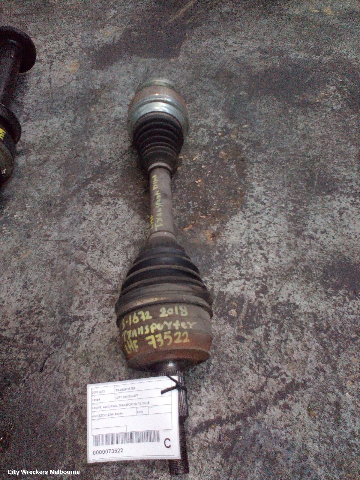VOLKSWAGEN TRANSPORTER LEFT DRIVESHAFT, FRONT, DIESEL, 2.0, TURBO, T5, 03/2010 - 06/2015
