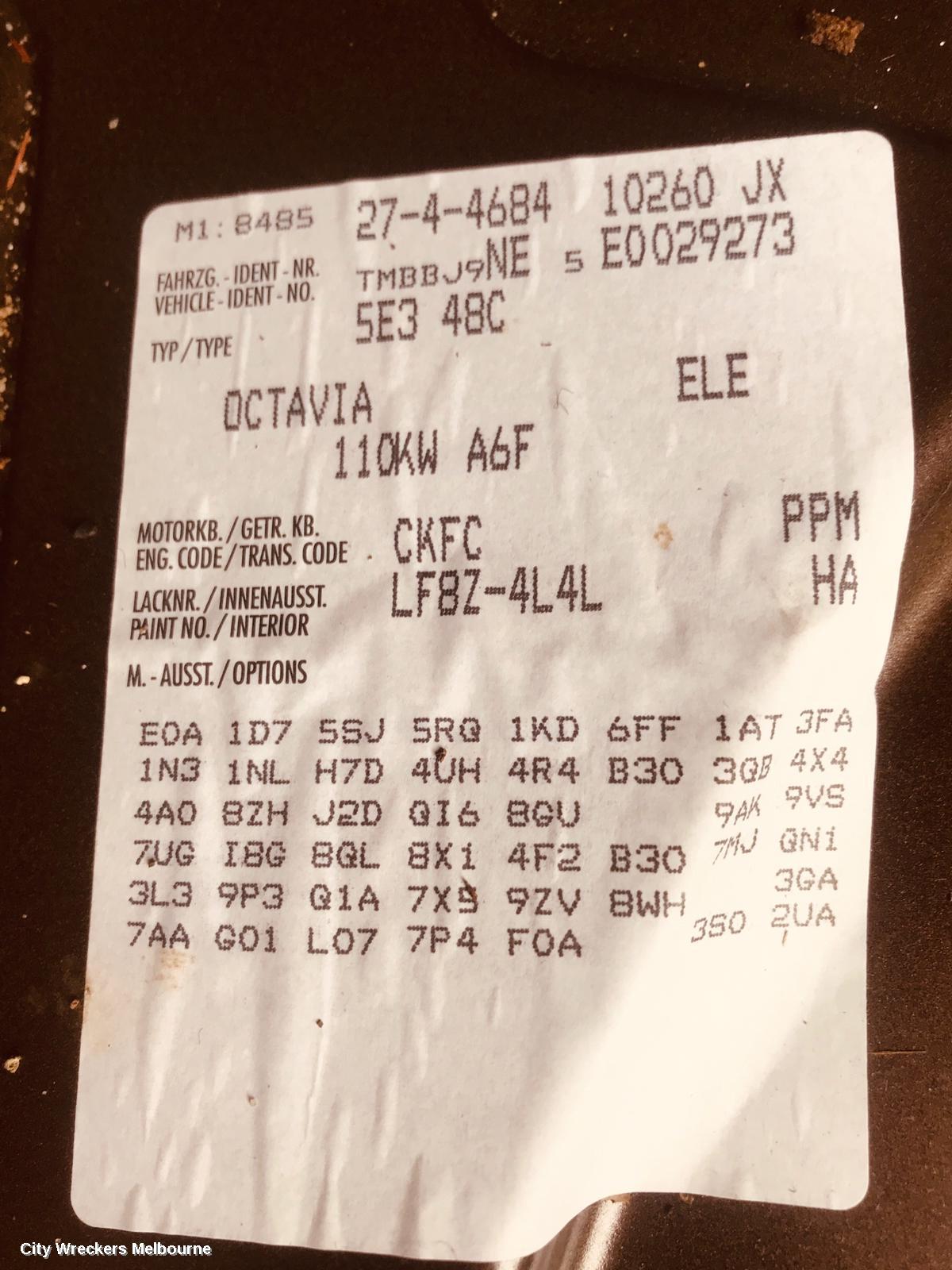 SKODA OCTAVIA PARTICULATE FILTER/DPF, DIESEL, 2.0, CKFC/CUPA CODE, NE, 11/2013 ONWARDS
