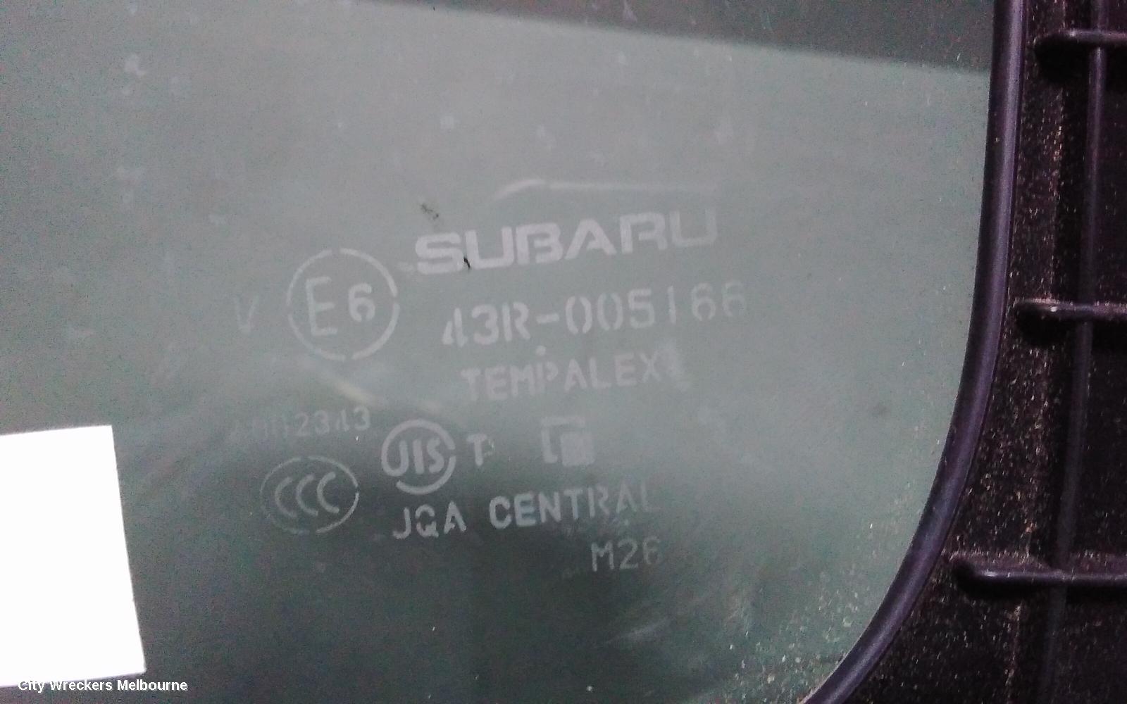 SUBARU LIBERTY RIGHT REAR 1/4 DOOR GLASS, 6TH GEN, 08/2014 ONWARDS