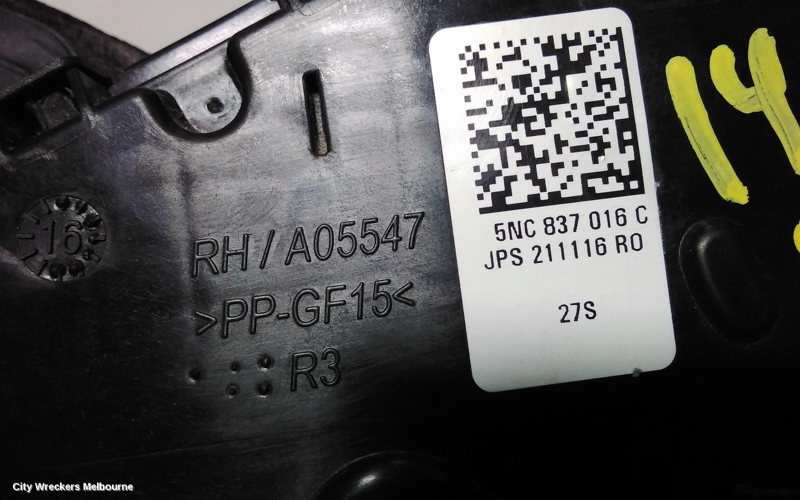 VOLKSWAGEN TIGUAN DOOR/BOOT/GATE LOCK, RIGHT FRONT DOOR LOCK, 5NA, 06/2016 ONWARDS