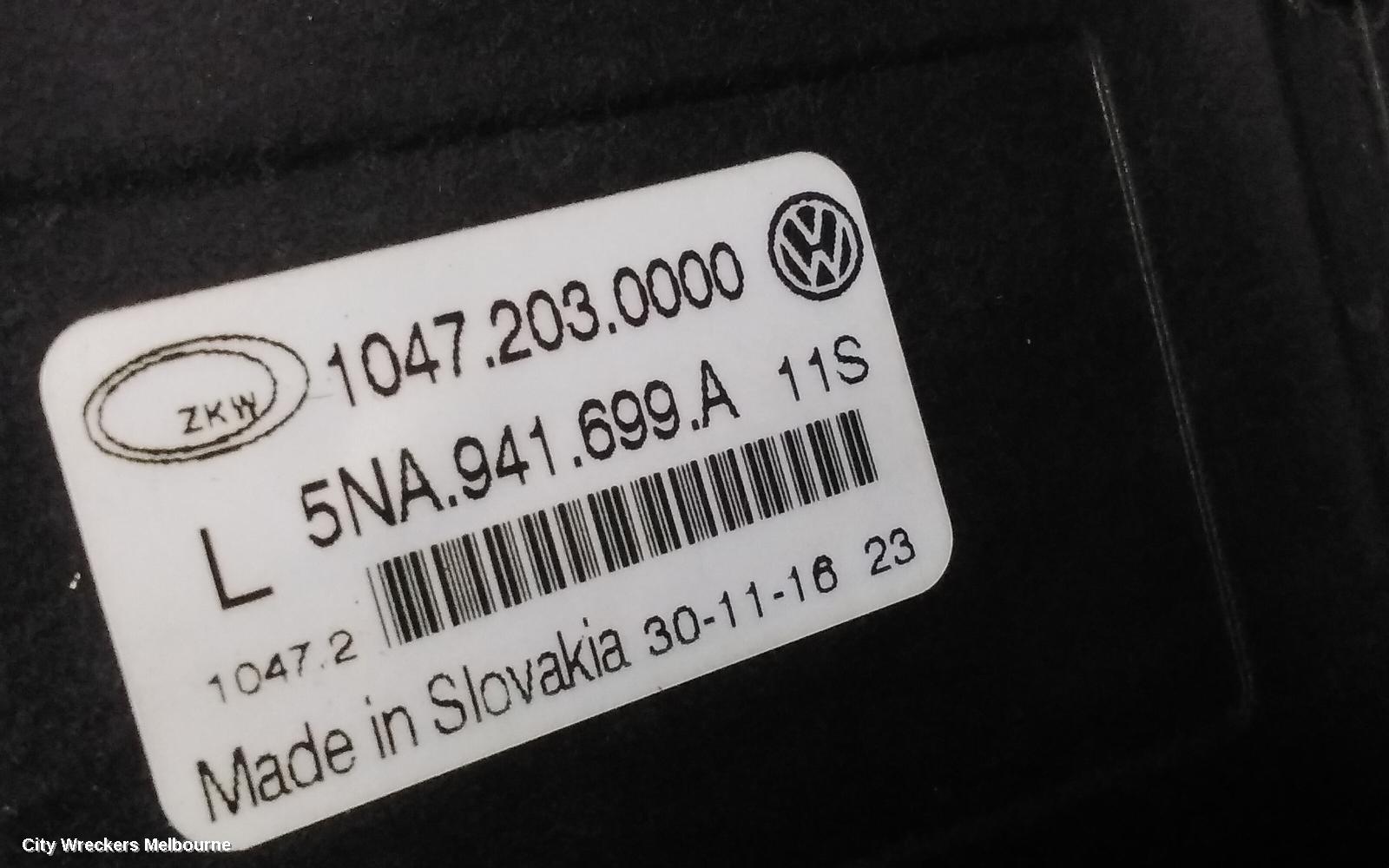 VOLKSWAGEN TIGUAN LEFT INDICATOR/FOG/SIDE, BUMPER FOGLAMP, 5NA, 06/2016 ONWARDS